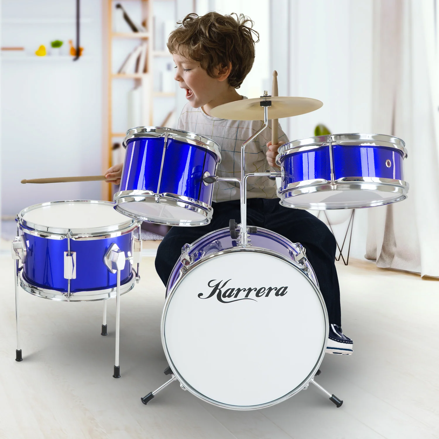 Karrera Childrens 4-Piece Drum Kit (Blue) - Image 9
