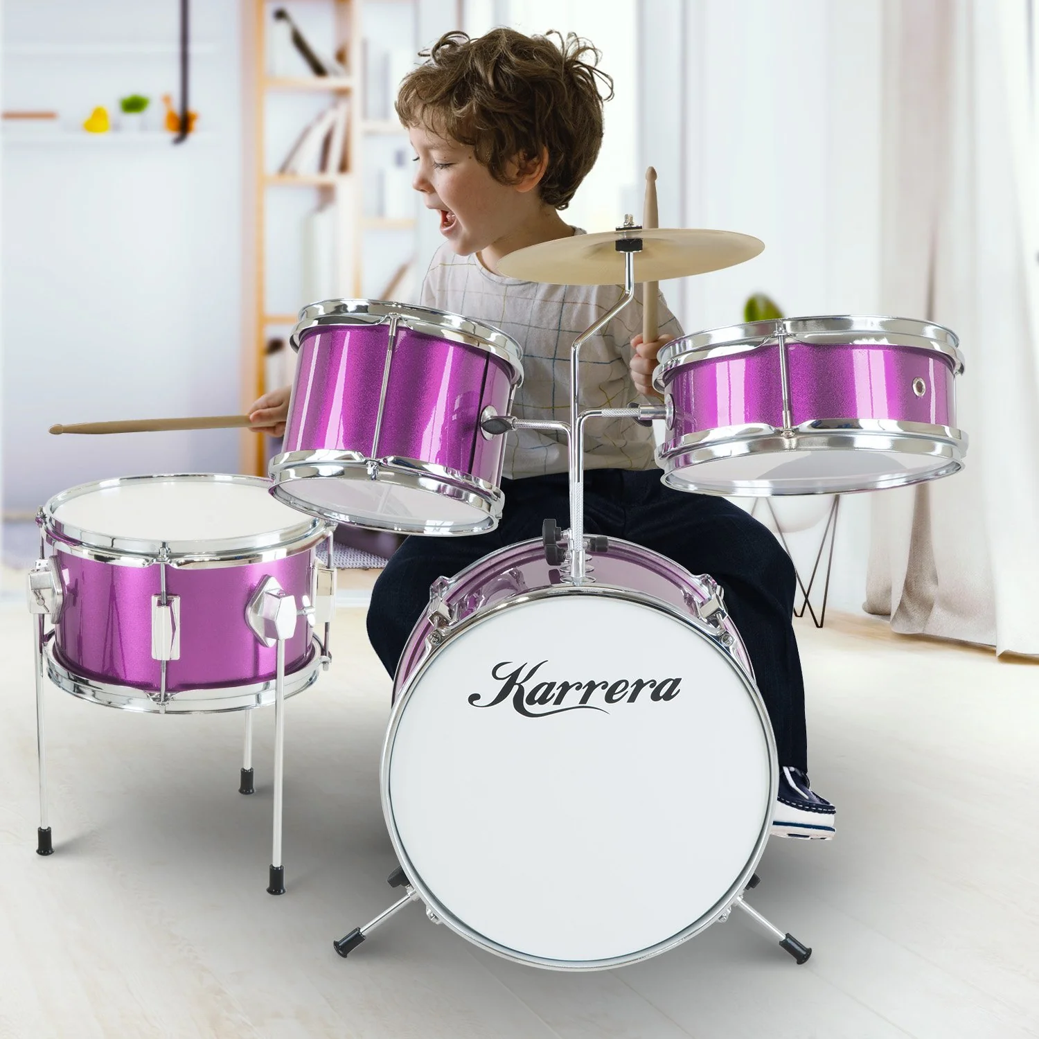 Karrera Childrens 4-Piece Drum Kit (Purple) - Image 9