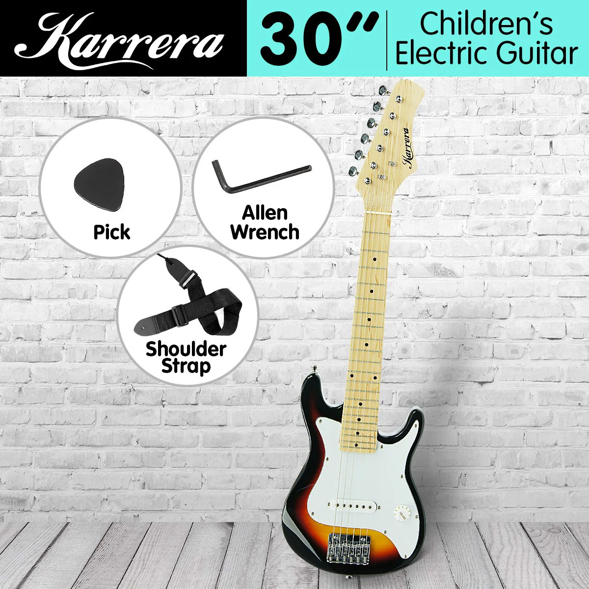 Karrera Childrens Electric Kids Guitar (Sunburst) - Image 2
