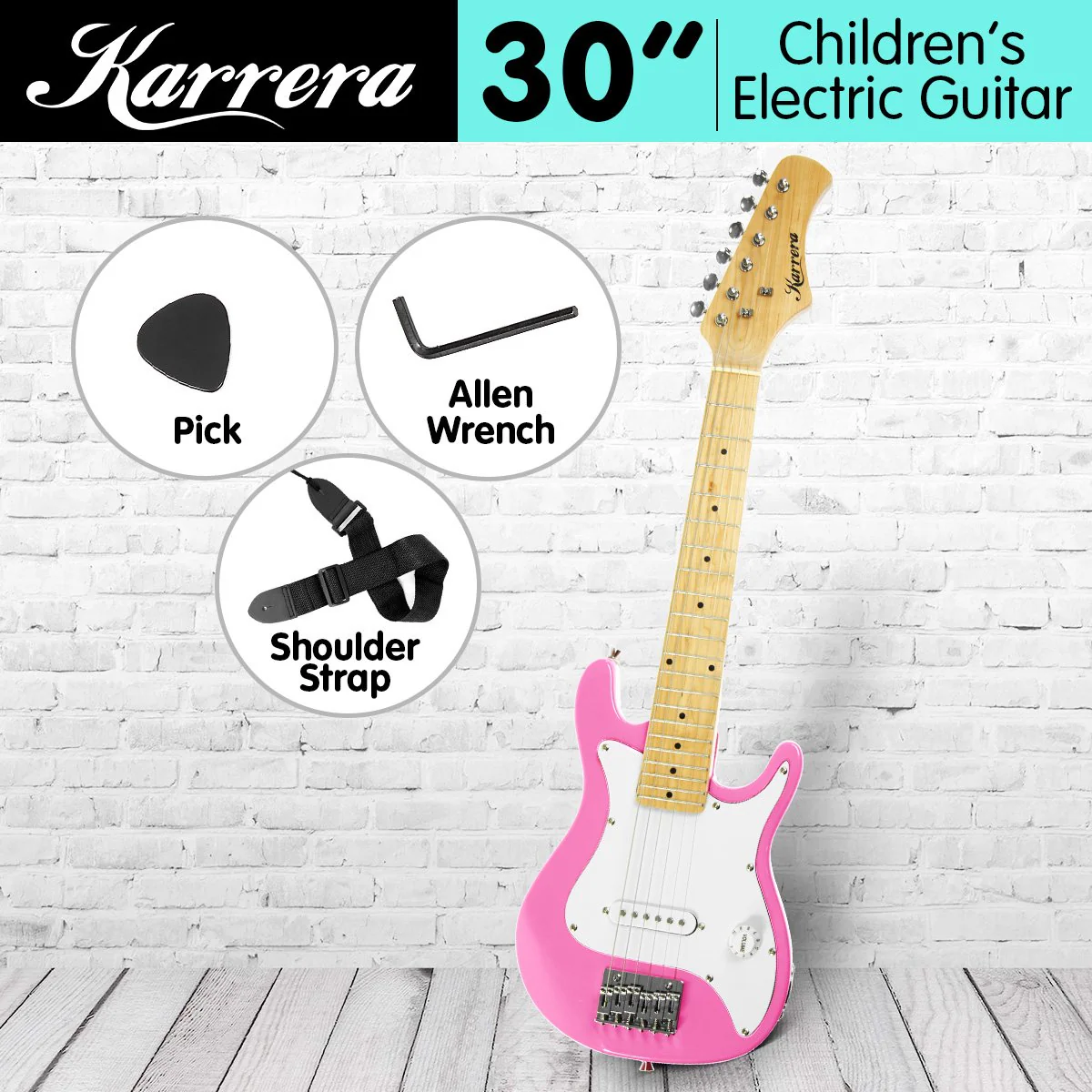 Karrera Electric Childrens Kids Guitar (Pink) - Image 2