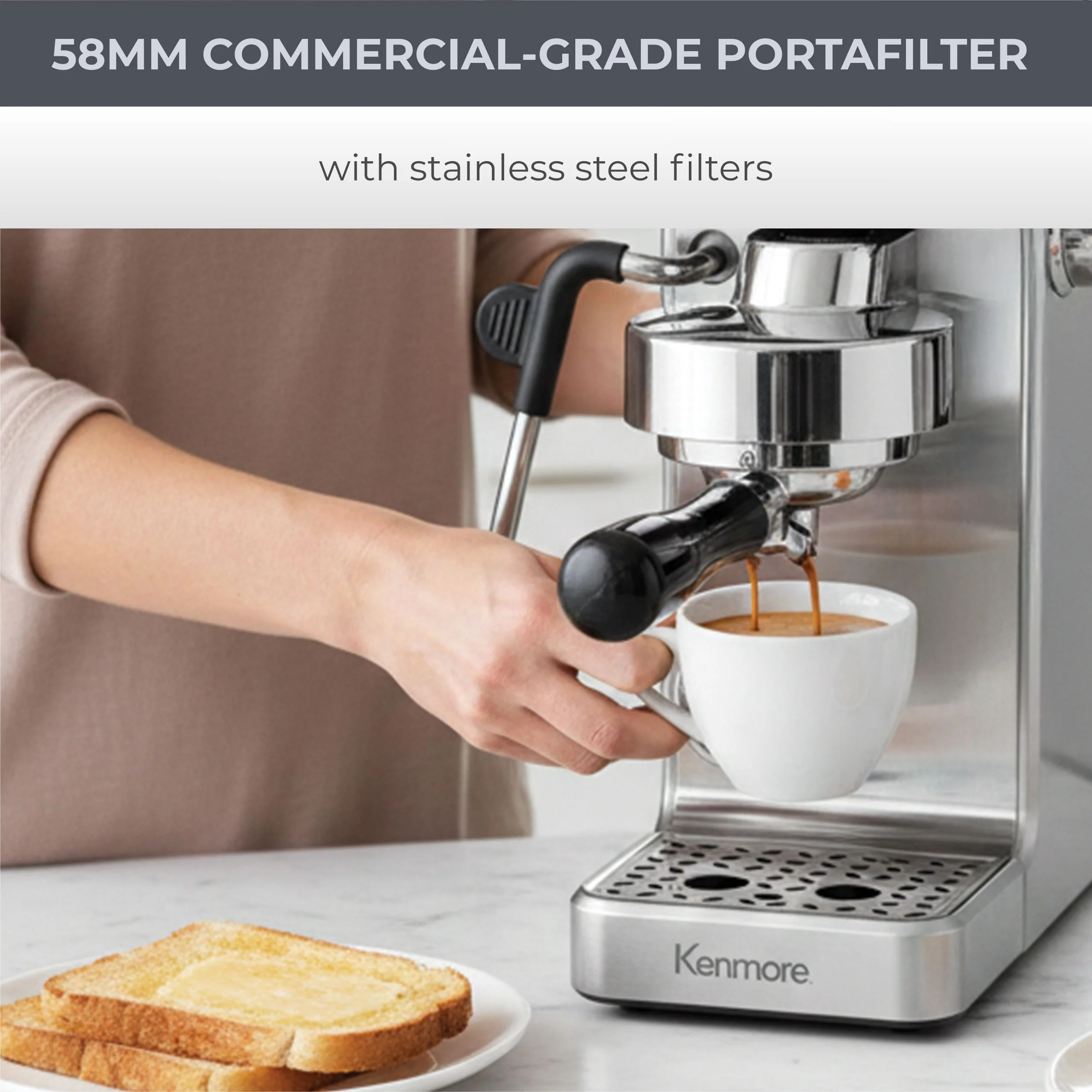 Kenmore Dualis Espresso Machine 1.2L Tank (Stainless) - Image 3