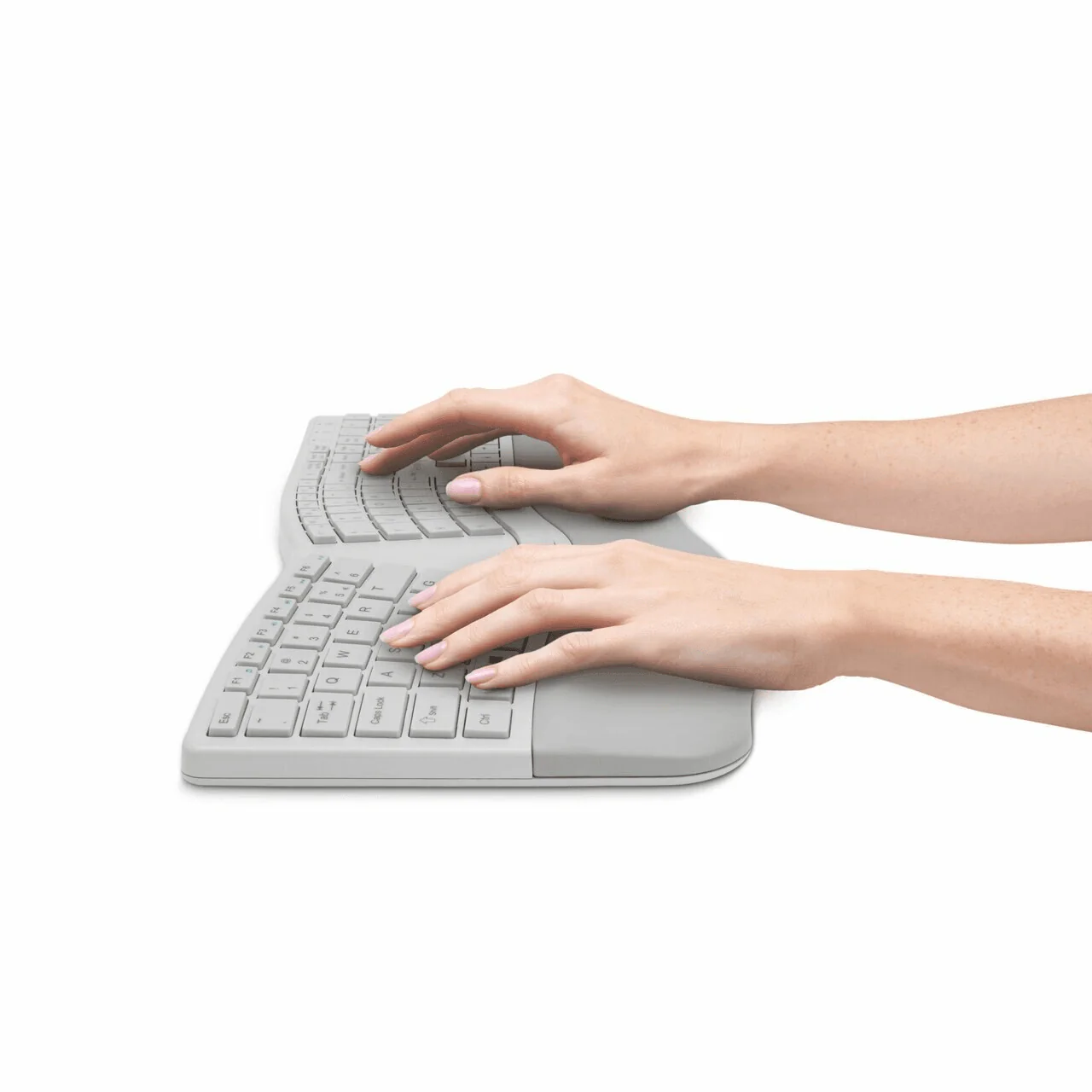 Kensington Dual Comfort Keyboard Split Keys Ergonomic Bluetooth|USB Wrist Rest Grey White - Image 6