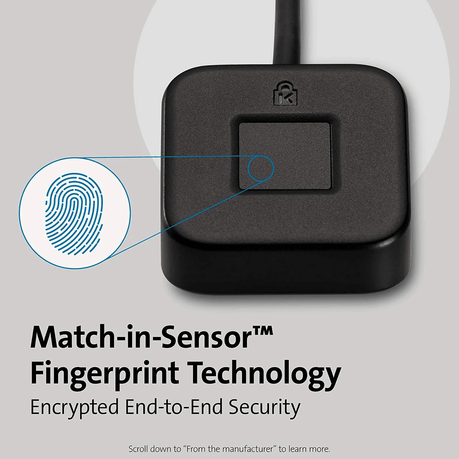Kensington Verimark Desktop Fingerprint Key 2nd Factor Authentication Key U2F - Image 3