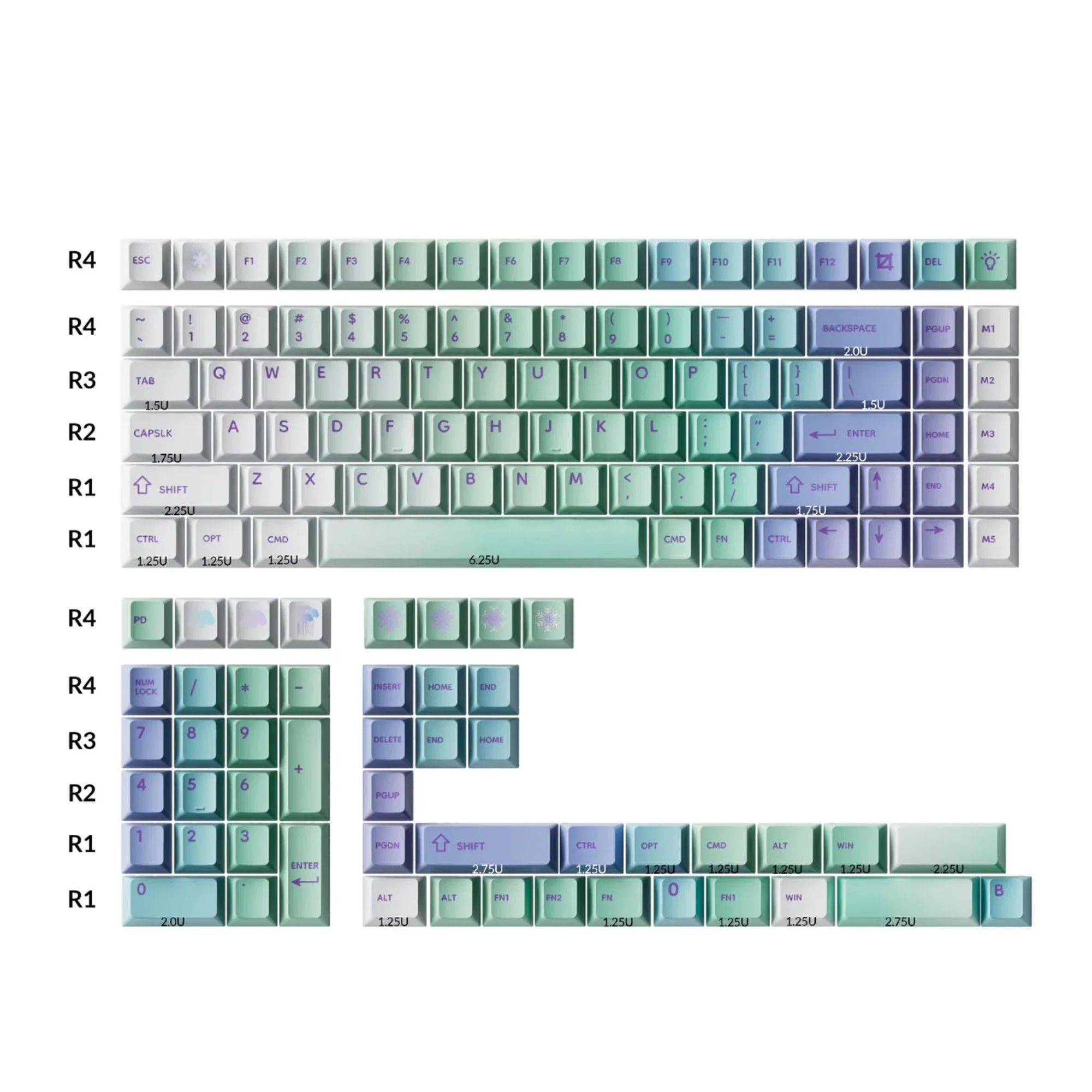 Keychron Cherry Profile Dye-Sub PBT Full Keycap Set (Cloud and Snow) - Image 2