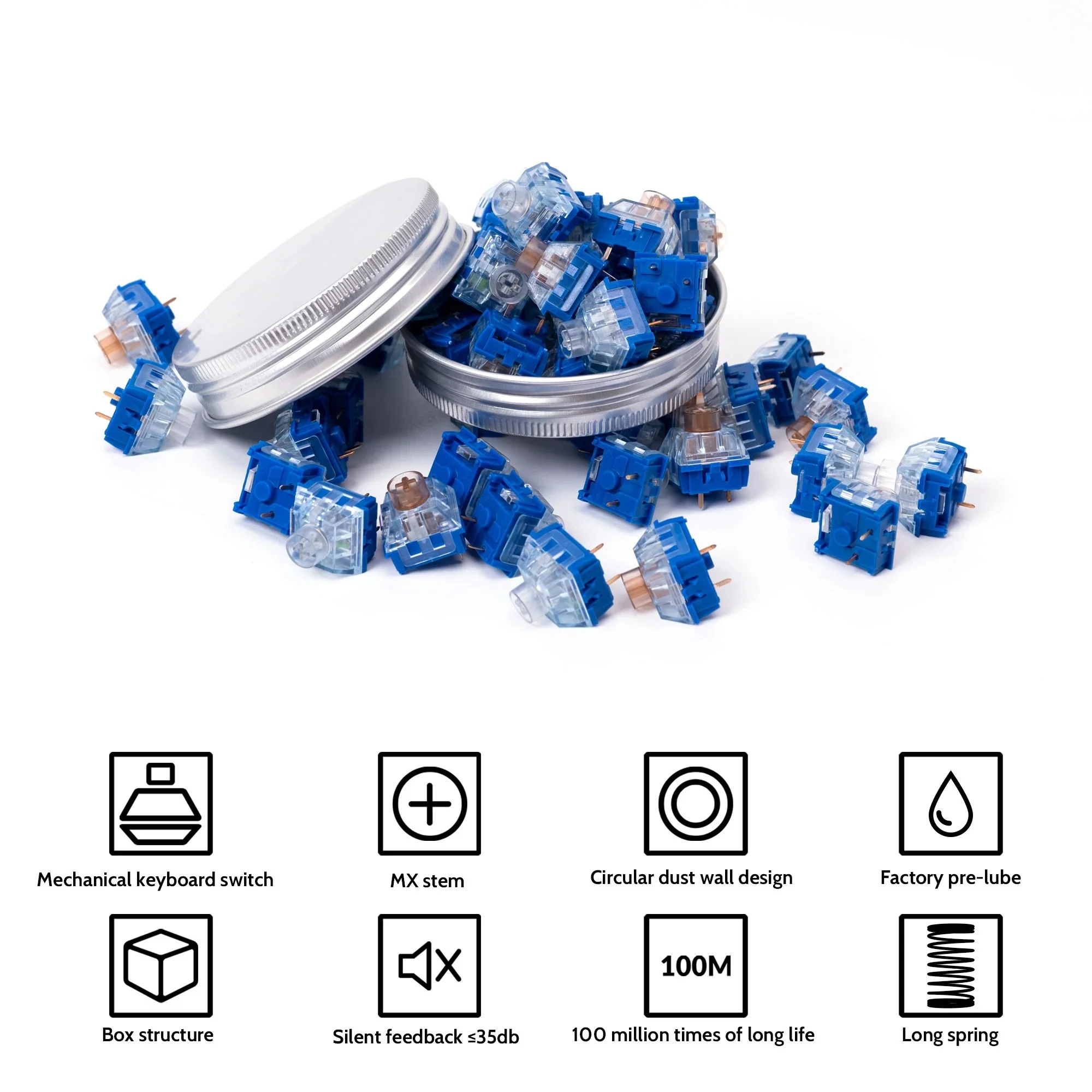 Keychron Kailh Deep Sea Silent Pro Box Switch 110pcs (Linear Islet) - Image 3