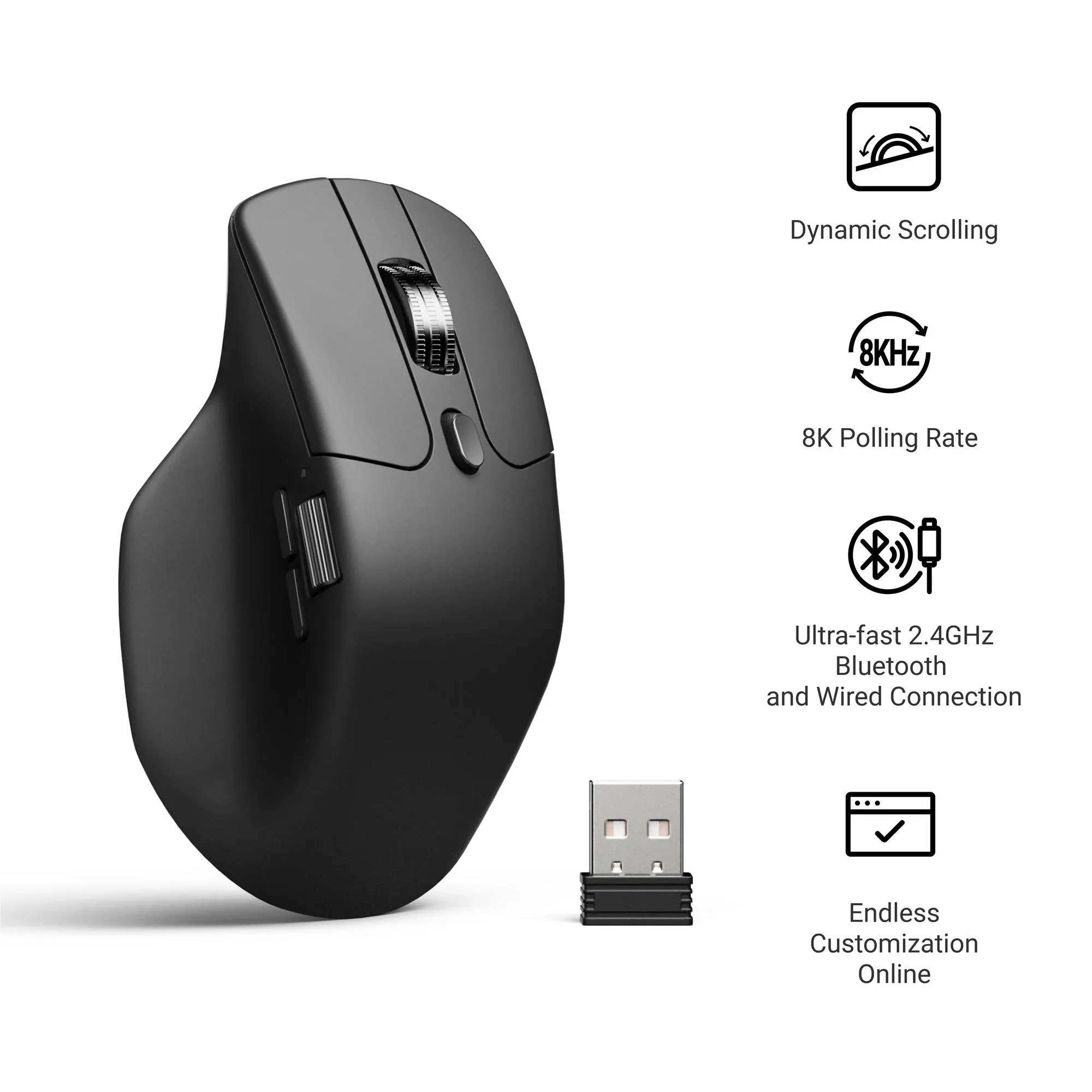 Keychron M6 PixArt 3311 1K Polling Rate Wireless Mouse - Black (Silent Micro Switch) - Image 3
