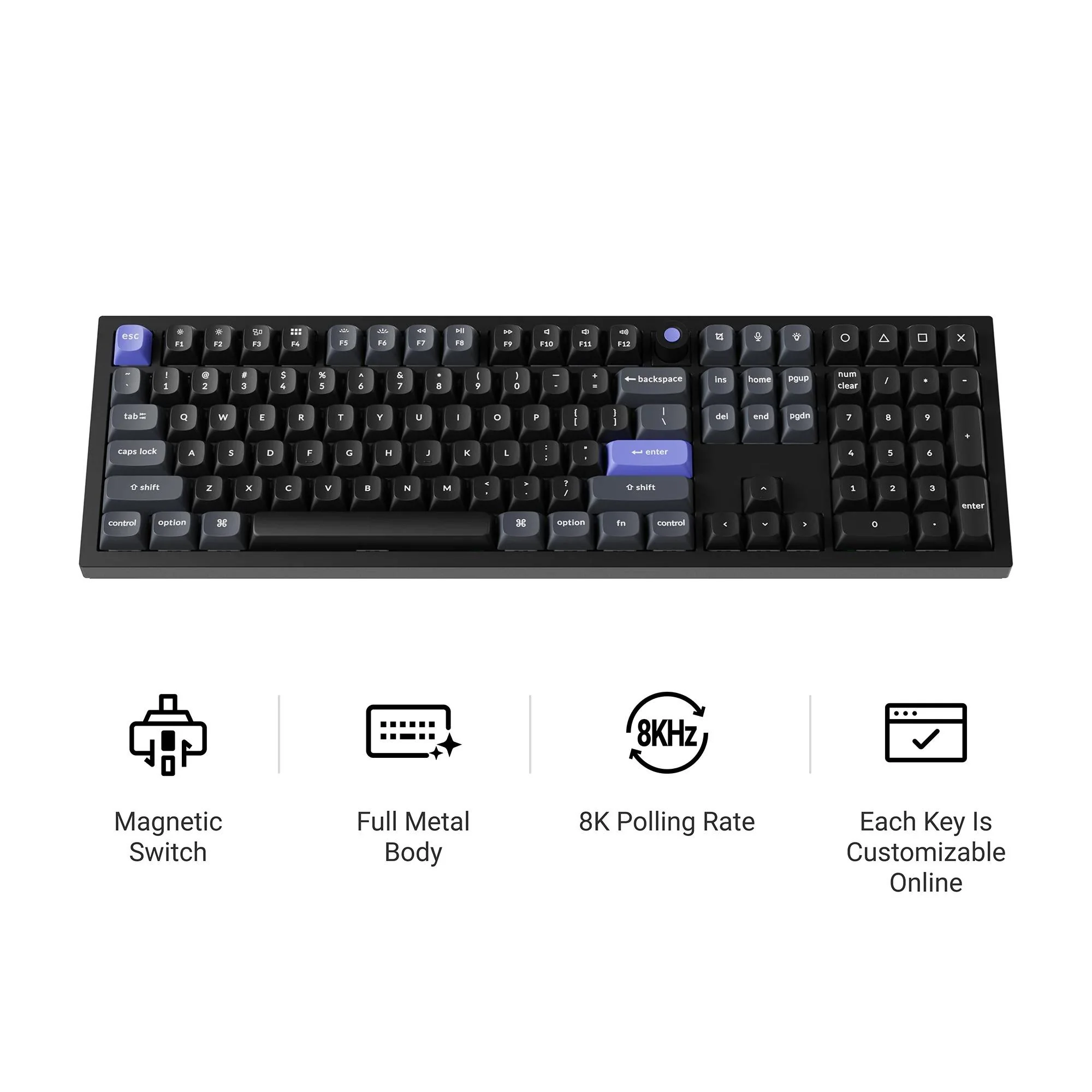 Keychron Q6 HE 8K TMR Aluminium Wired Magnetic Gaming Keyboard (Black) - Image 4