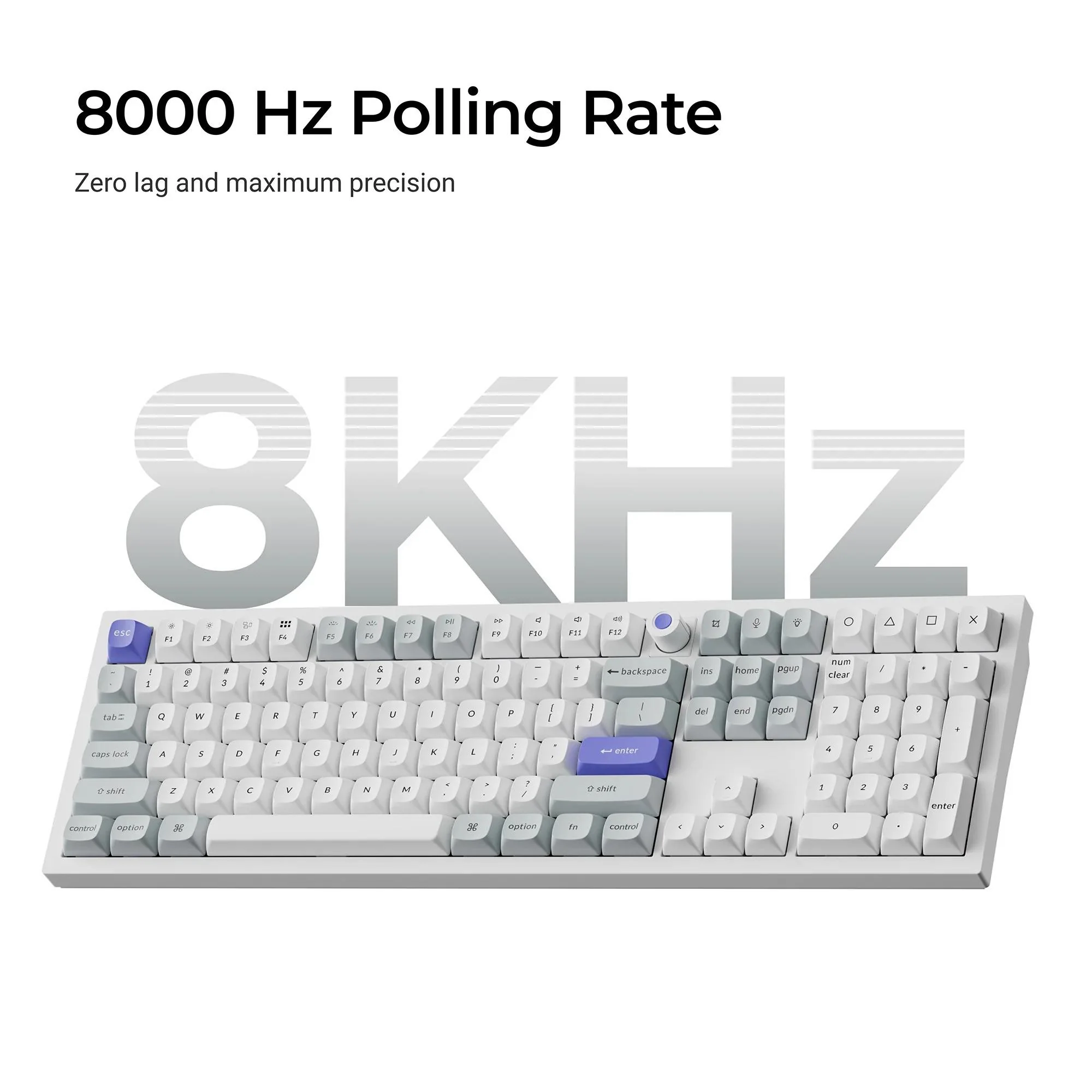 Keychron Q6 HE 8K TMR Aluminium Wired Magnetic Gaming Keyboard (White) - Image 3