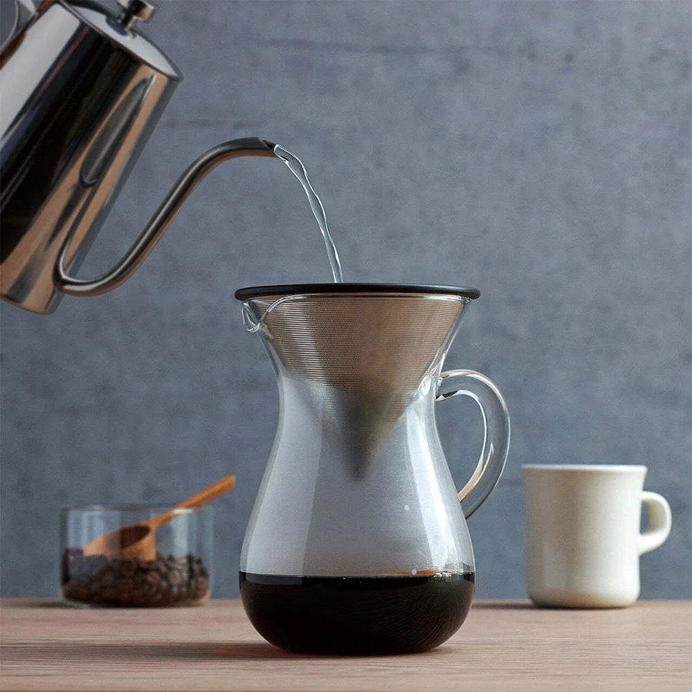 Kinto SCS-02 Coffee Glass Carafe 3-Piece Set 300ml with S/S Filter Holder - Image 2