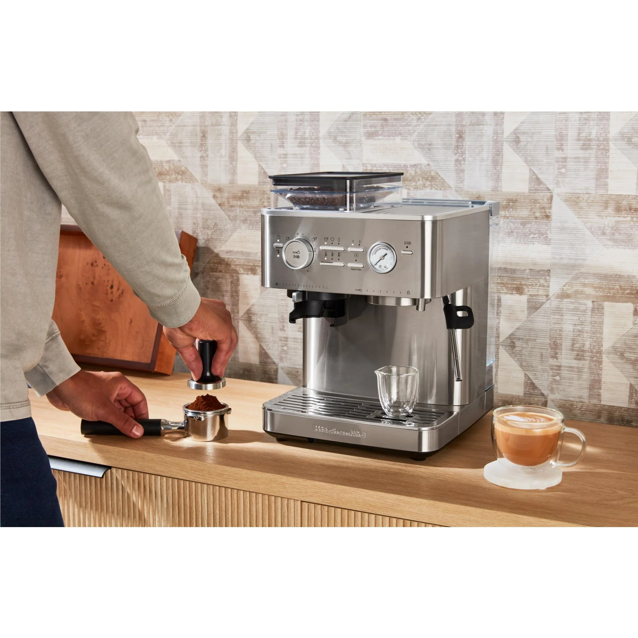 KitchenAid KES6551 Semi Automatic Espresso Machine with Burr Grinder (Steel) - Image 12