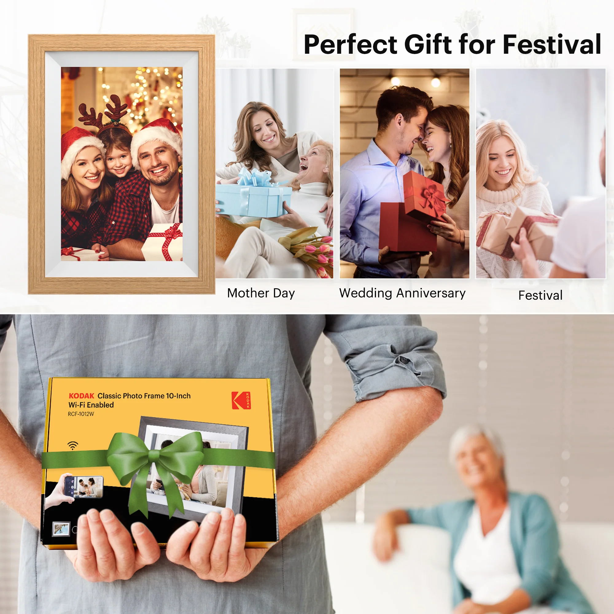 Kodak RCF-1012W 10,1" Classic Wooden Digital Photo Frame (Burlywood) - Image 6