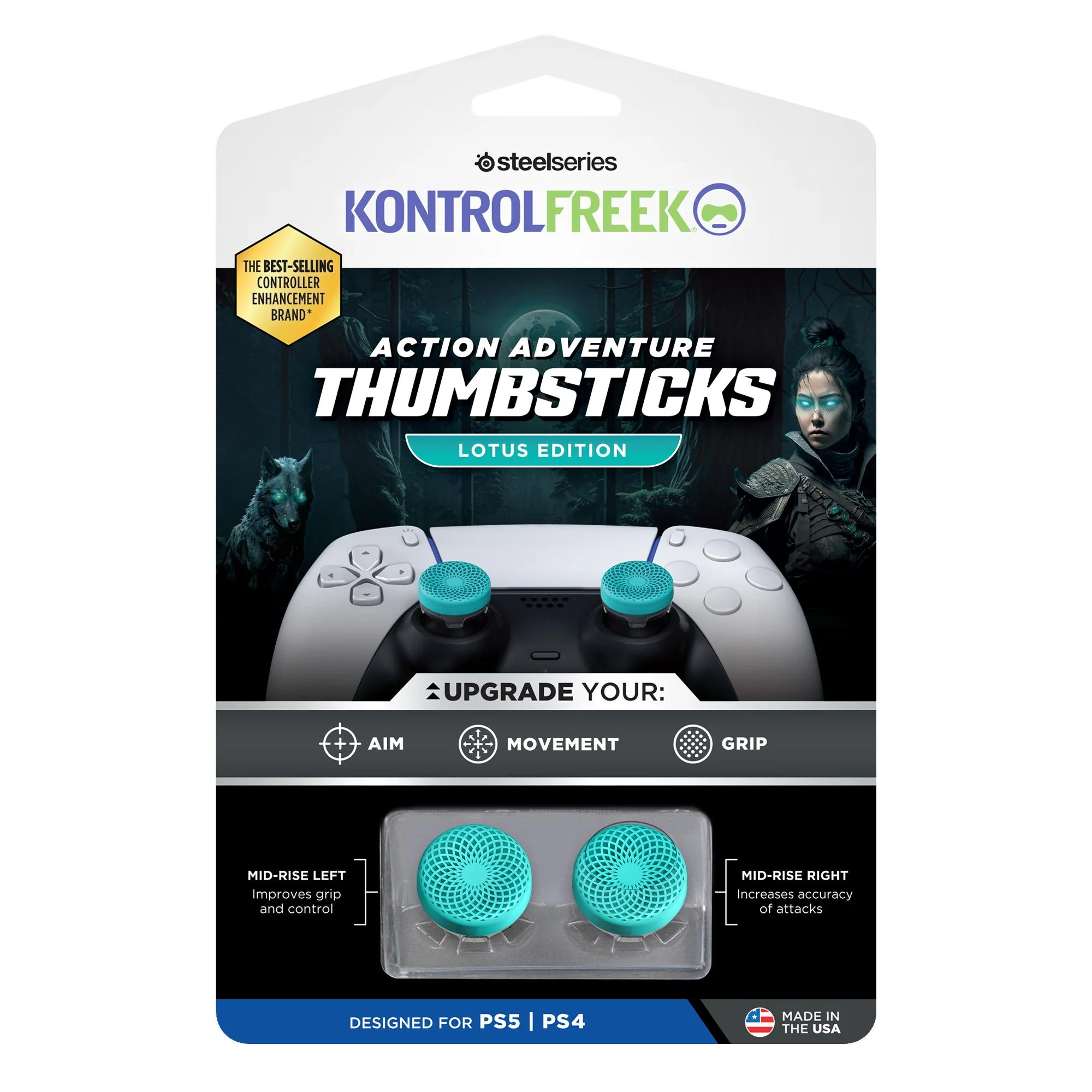 KontrolFreak Action Lotus (Teal Blue/Clear) Kit for PlayStation - Image 2