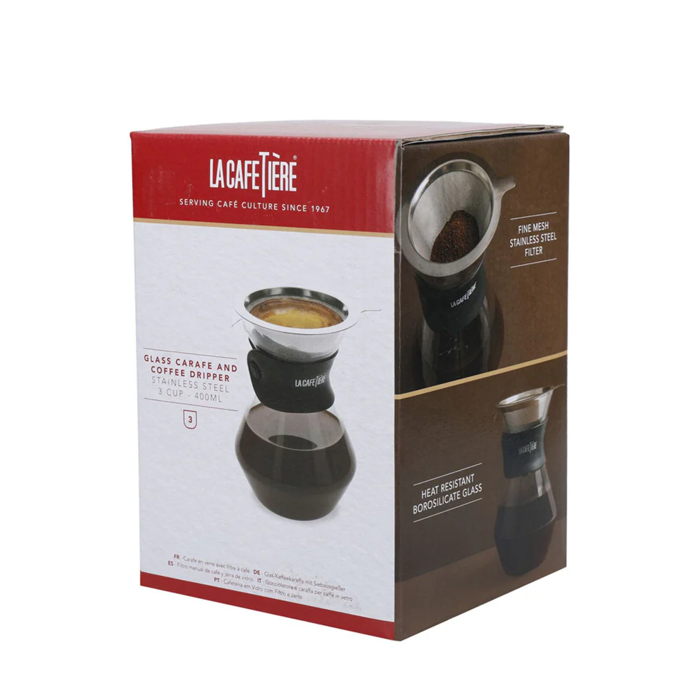 La Cafetiere 15cm/400ml 3-Cup Glass Coffee Dripper & Carafe Set - Image 2