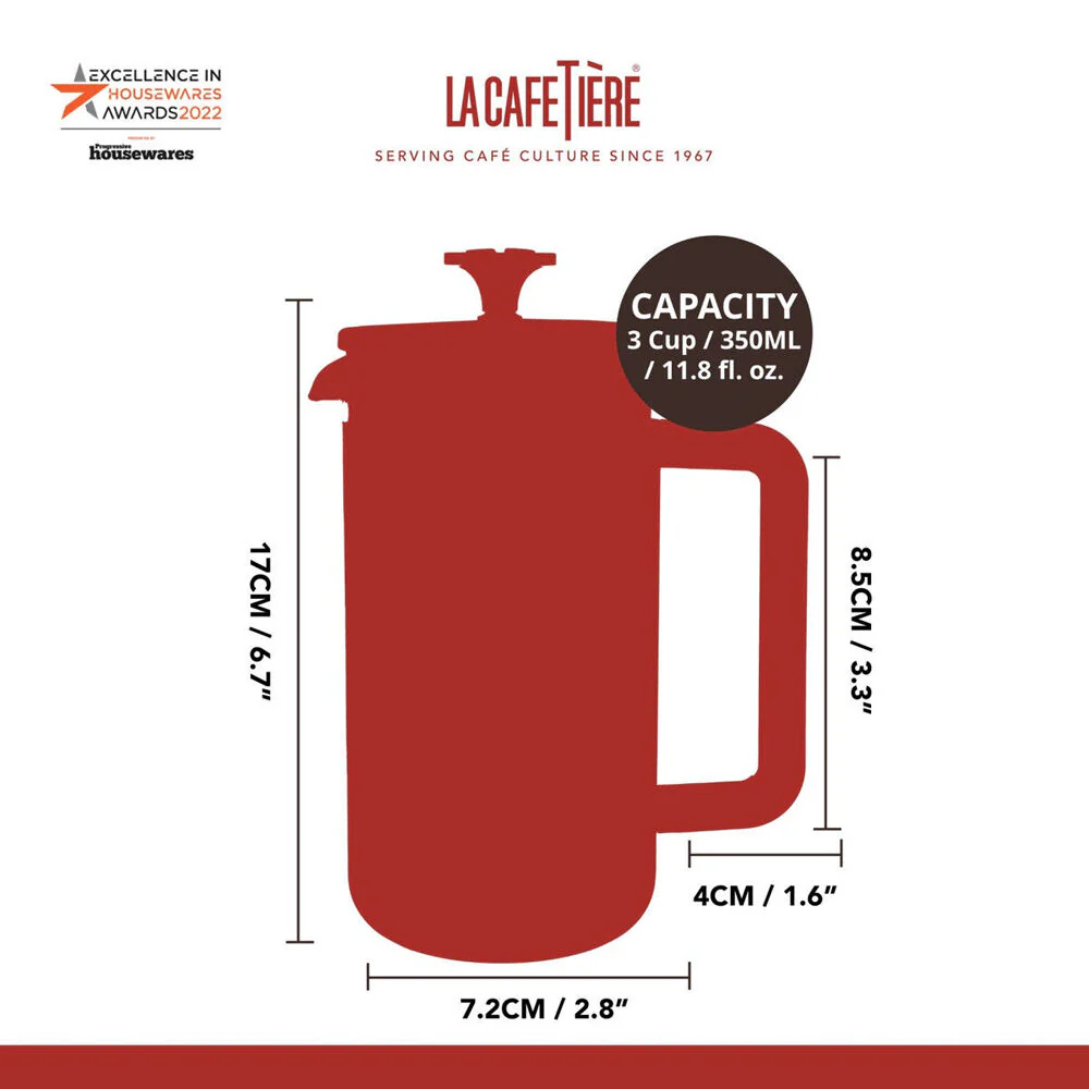 La Cafetiere Pisa 3-Cup 350ml Brushed SS/Glass French Press (Silver) - Image 6