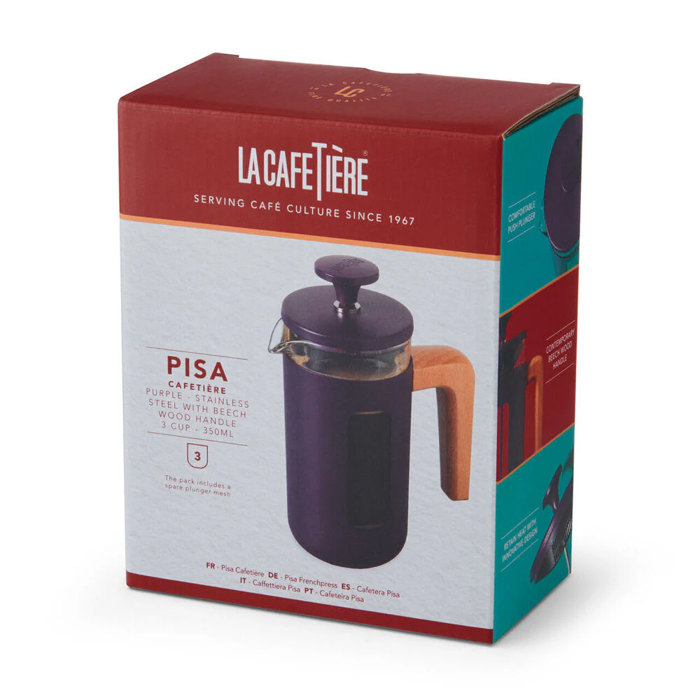 La Cafetiere Pisa 3-Cup Manual Glass Coffee Press Maker (Purple) - Image 4