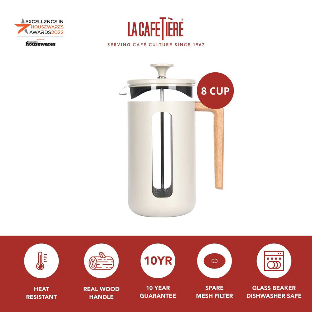 La Cafetiere Pisa 8-Cup 1L Stainless Steel/Glass Coffee French Press (Latte) - Image 6