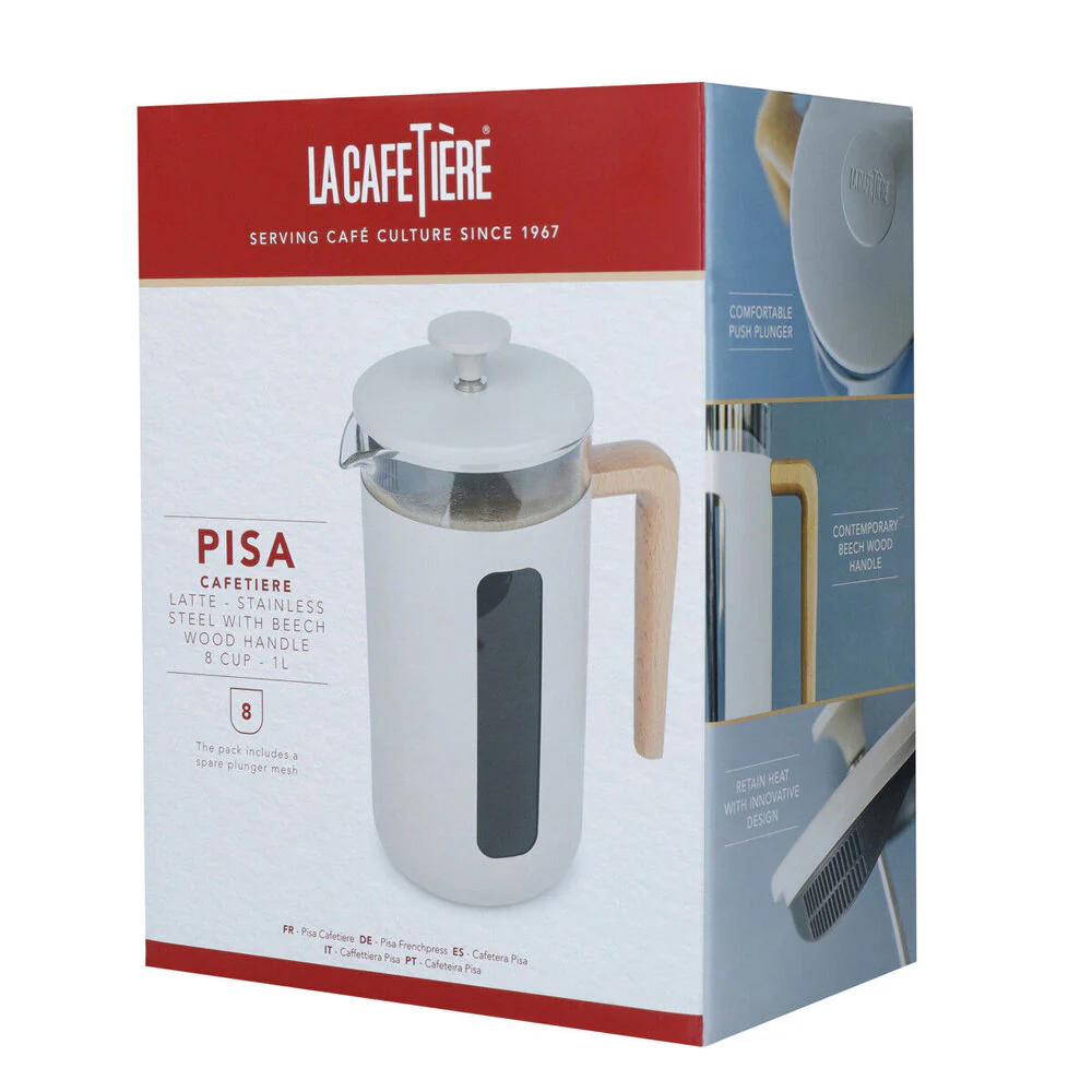 La Cafetiere Pisa 8-Cup 1L Stainless Steel/Glass Coffee French Press (Latte) - Image 8