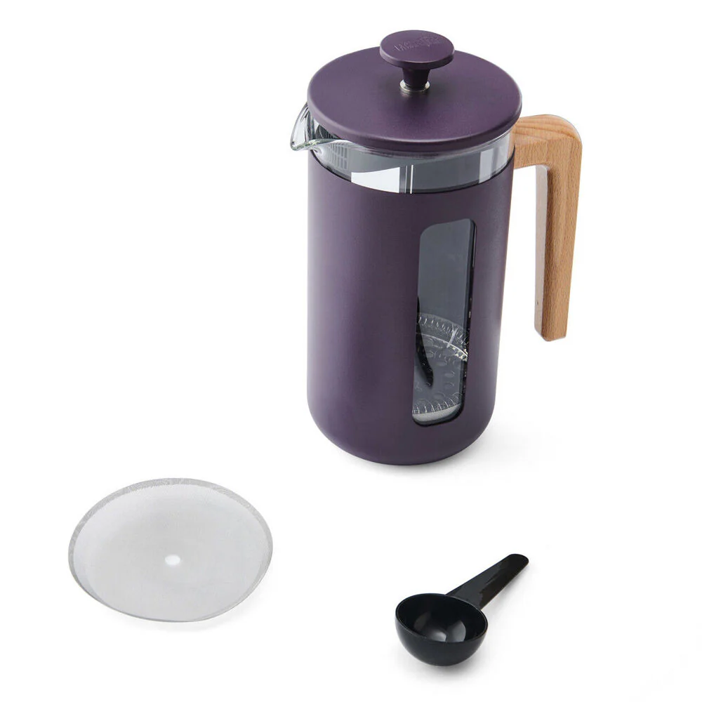La Cafetiere Pisa 8-Cup Cafetiere Manual Glass Coffee Press Maker (Purple) - Image 2