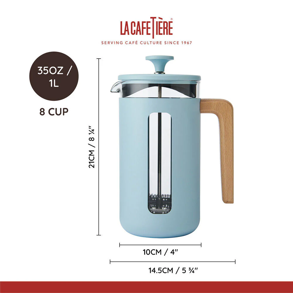 La Cafetiere Pisa 8-Cup Stainless Steel Coffee Press (Sky Blue) - Image 6