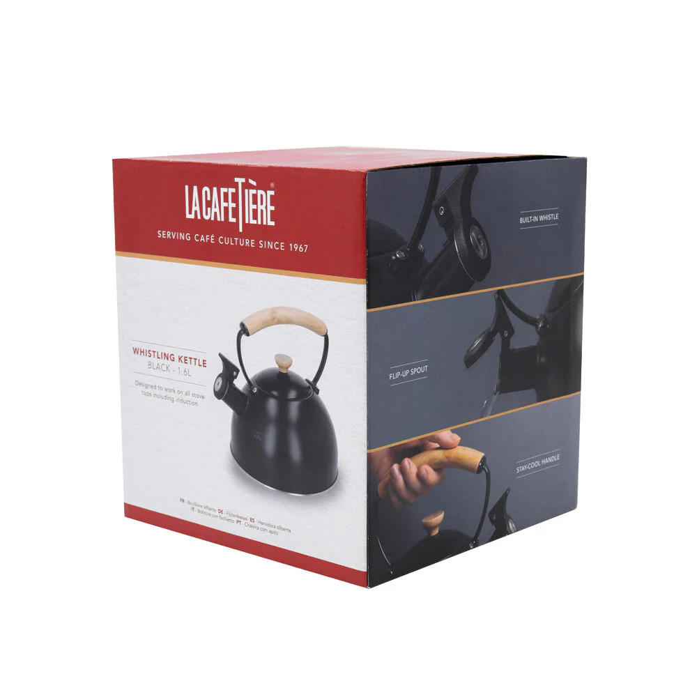 La Cafetiere Stovetop Whistling Tea Kettle w/ Beechwood Handle 1.6L Black - Image 10