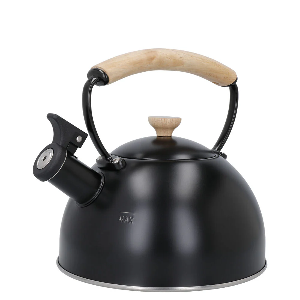 La Cafetiere Stovetop Whistling Tea Kettle w/ Beechwood Handle 1.6L Black - Image 2