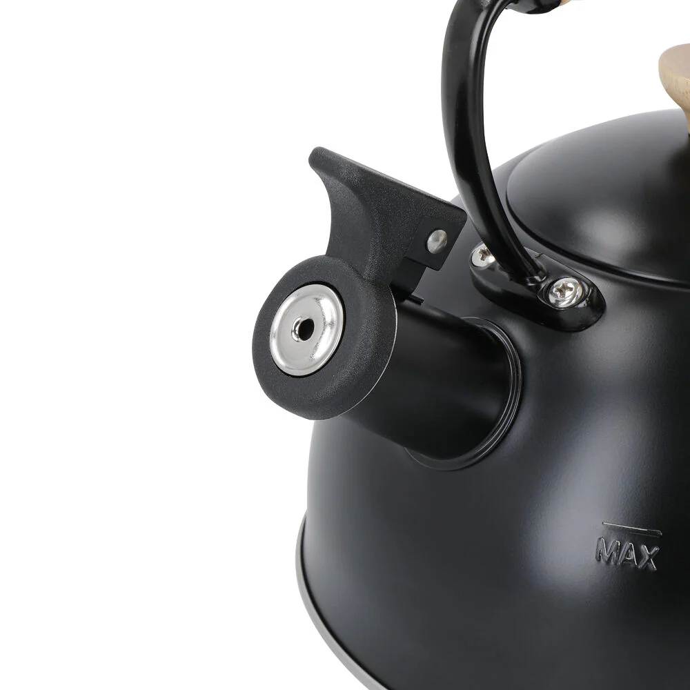 La Cafetiere Stovetop Whistling Tea Kettle w/ Beechwood Handle 1.6L Black - Image 3