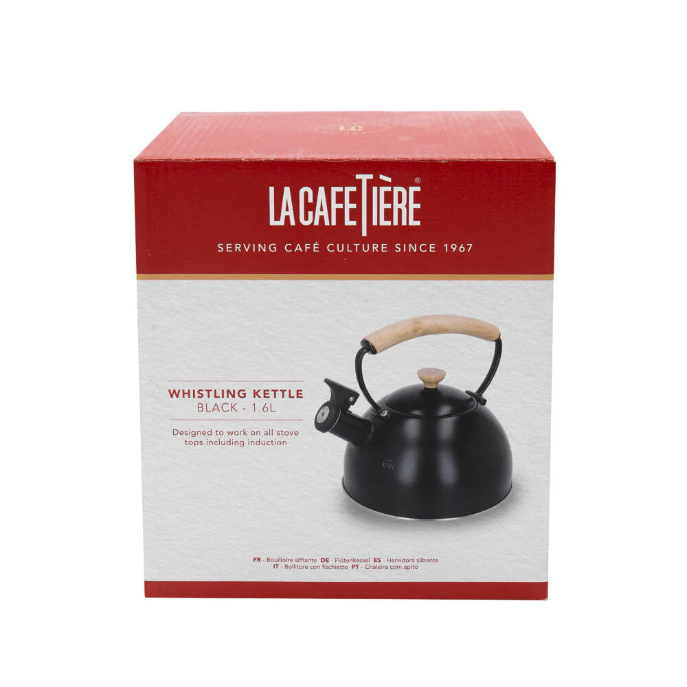 La Cafetiere Stovetop Whistling Tea Kettle w/ Beechwood Handle 1.6L Black - Image 8