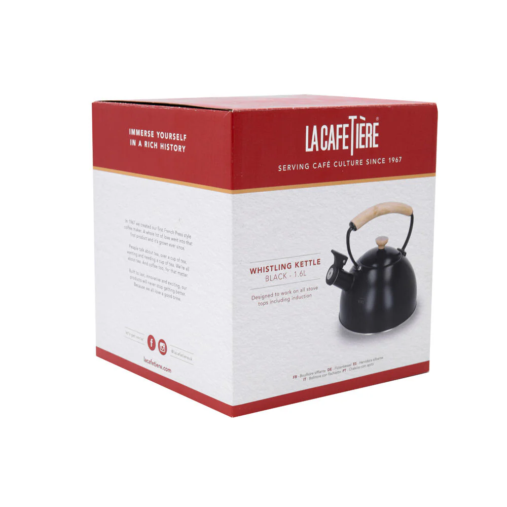 La Cafetiere Stovetop Whistling Tea Kettle w/ Beechwood Handle 1.6L Black - Image 9