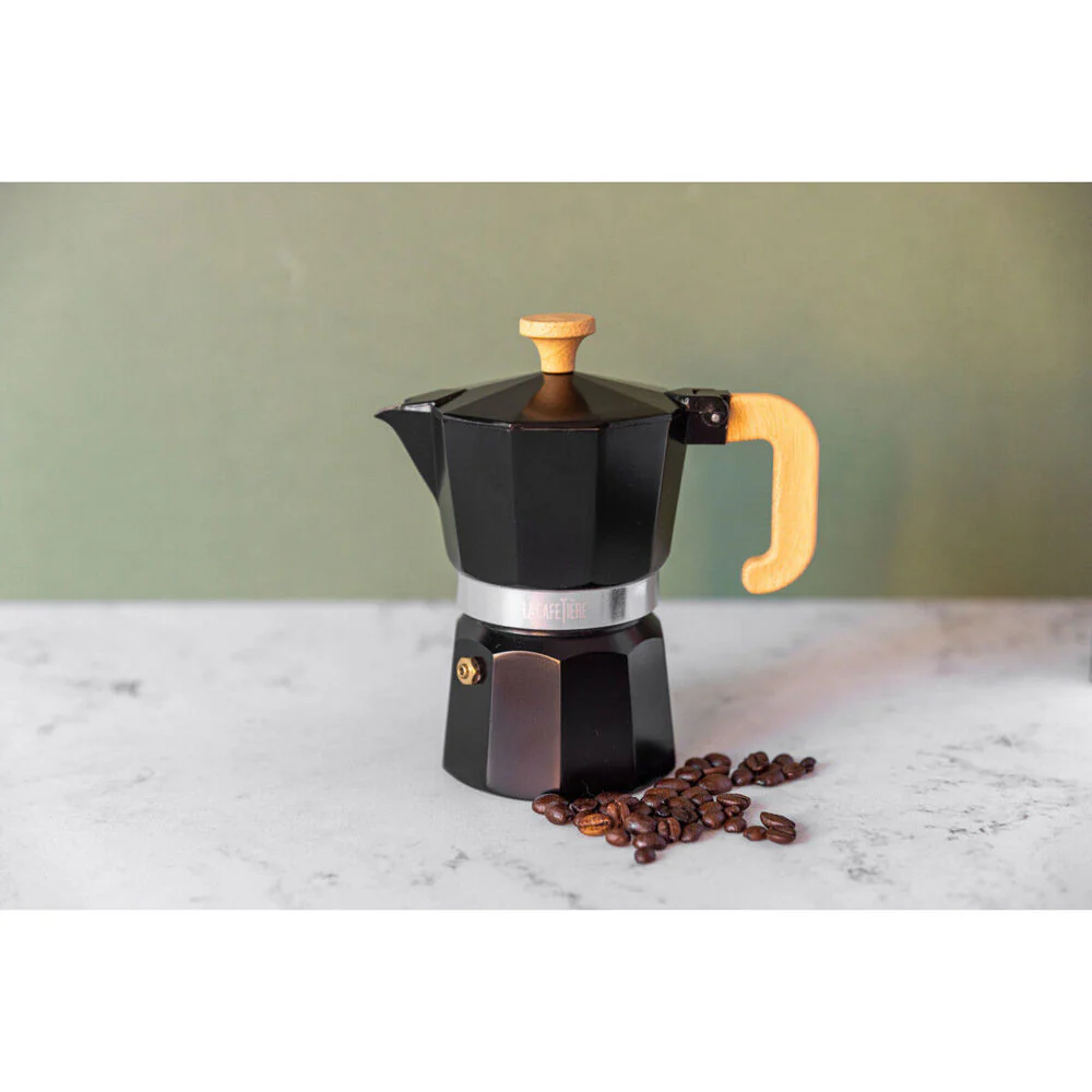 La Cafetiere Venice 3-Cup 150ml Espresso Maker Aluminum Coffee Pot (Black) - Image 2