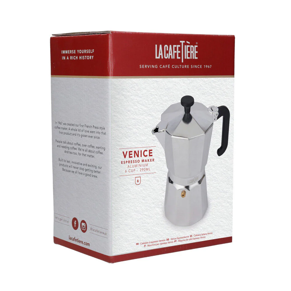 La Cafetiere Venice 6-Cup 290ml Espresso Maker Aluminum Coffee Pot (Silver) - Image 6