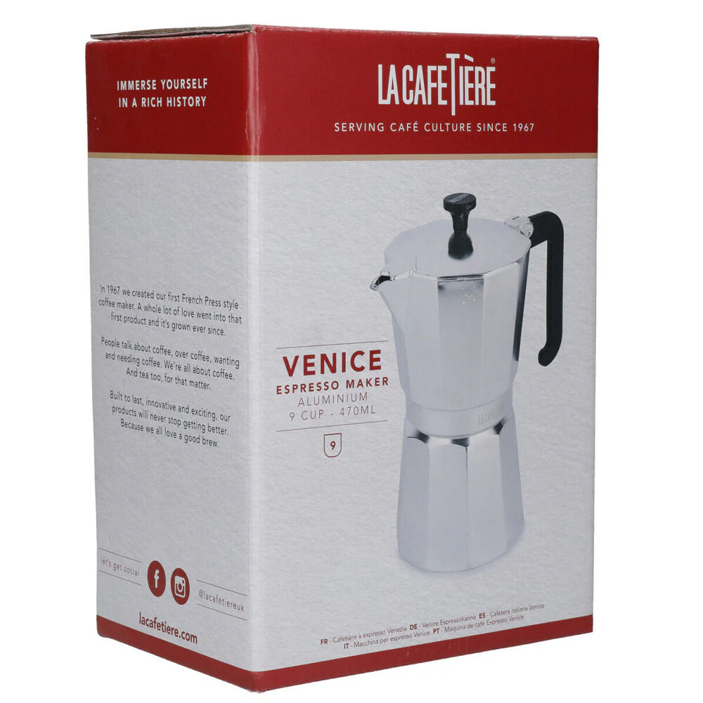La Cafetiere Venice 9-Cup 470ml Espresso Maker Aluminum Coffee Pot (Silver) - Image 8