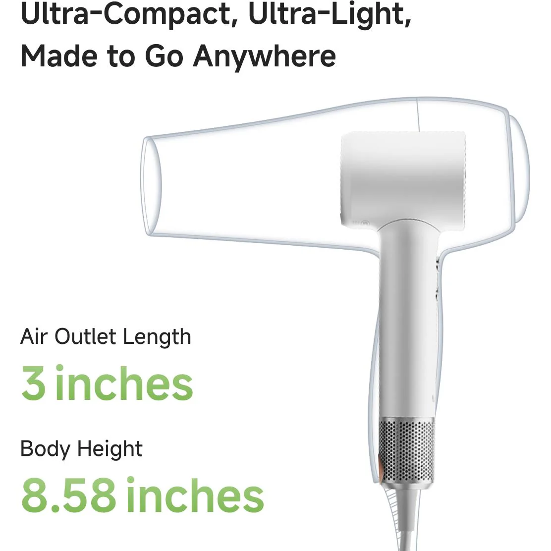 Laifen Mini High Speed Hair Dryer (White) - Image 8