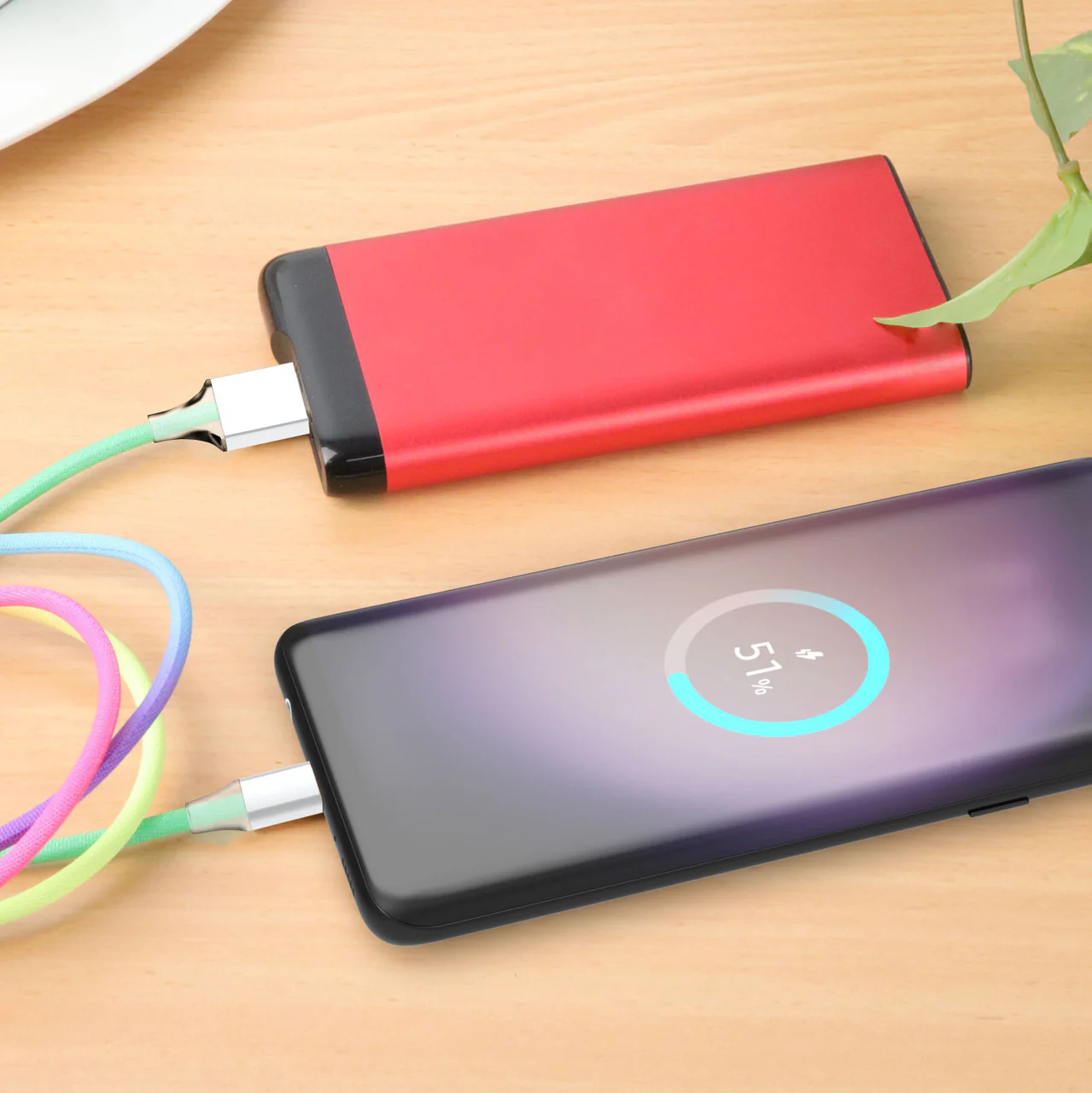 Laser 1m Nylon-Braided Type-C Charging Cable (Rainbow) - Image 2