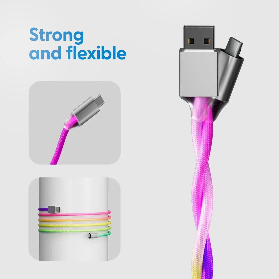 Laser 1m Nylon-Braided Type-C Charging Cable (Rainbow) - Image 5