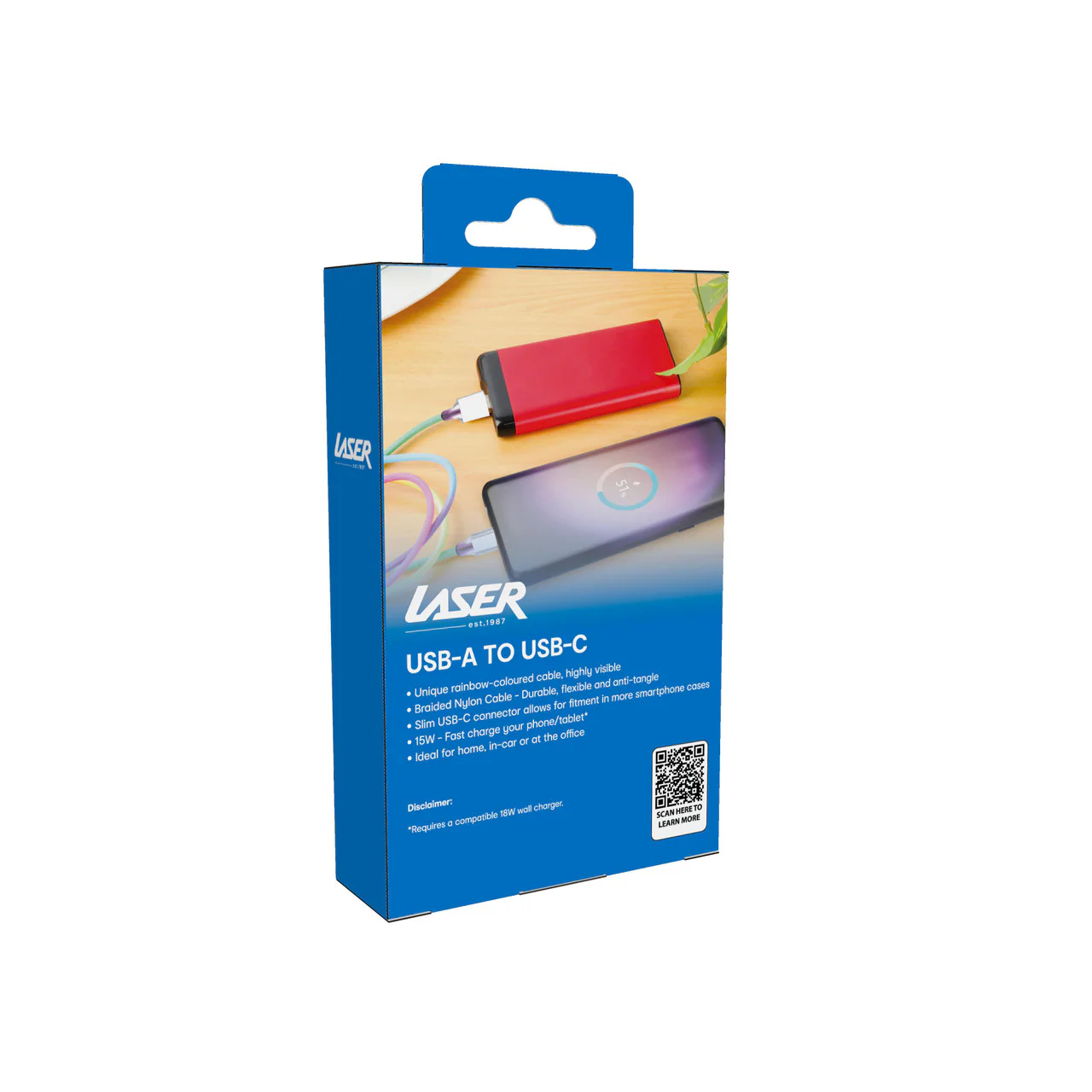 Laser 1m Nylon-Braided Type-C Charging Cable (Rainbow) - Image 7