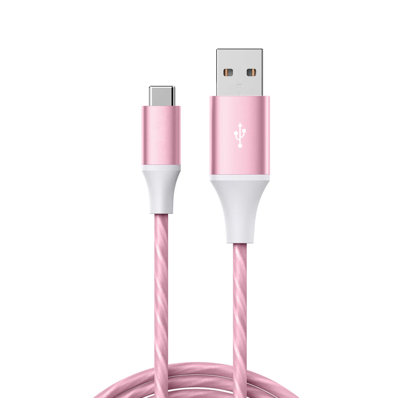 Laser 1m USB to Type-C LED Charge Cable (Pink)