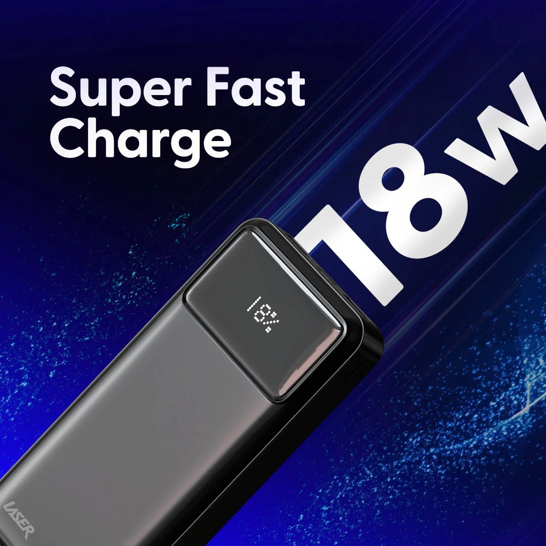 Laser 20000mAh Powerbank 18W PD with LED Indicator (Black) - Image 3