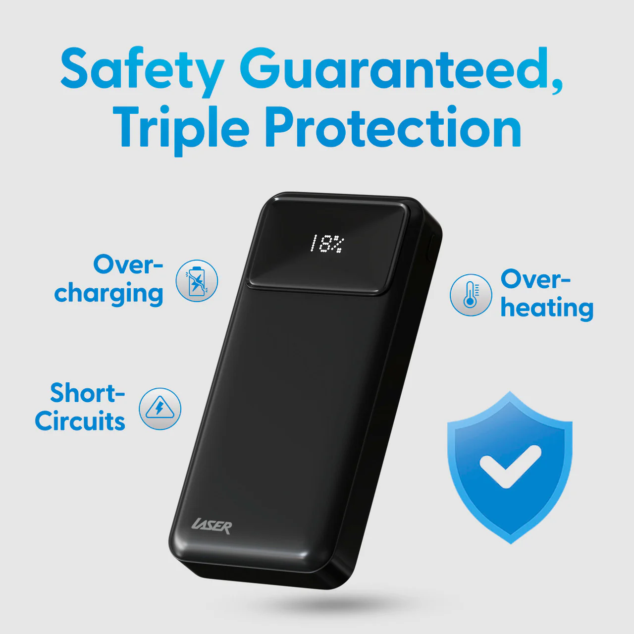 Laser 20000mAh Powerbank 18W PD with LED Indicator (Black) - Image 4