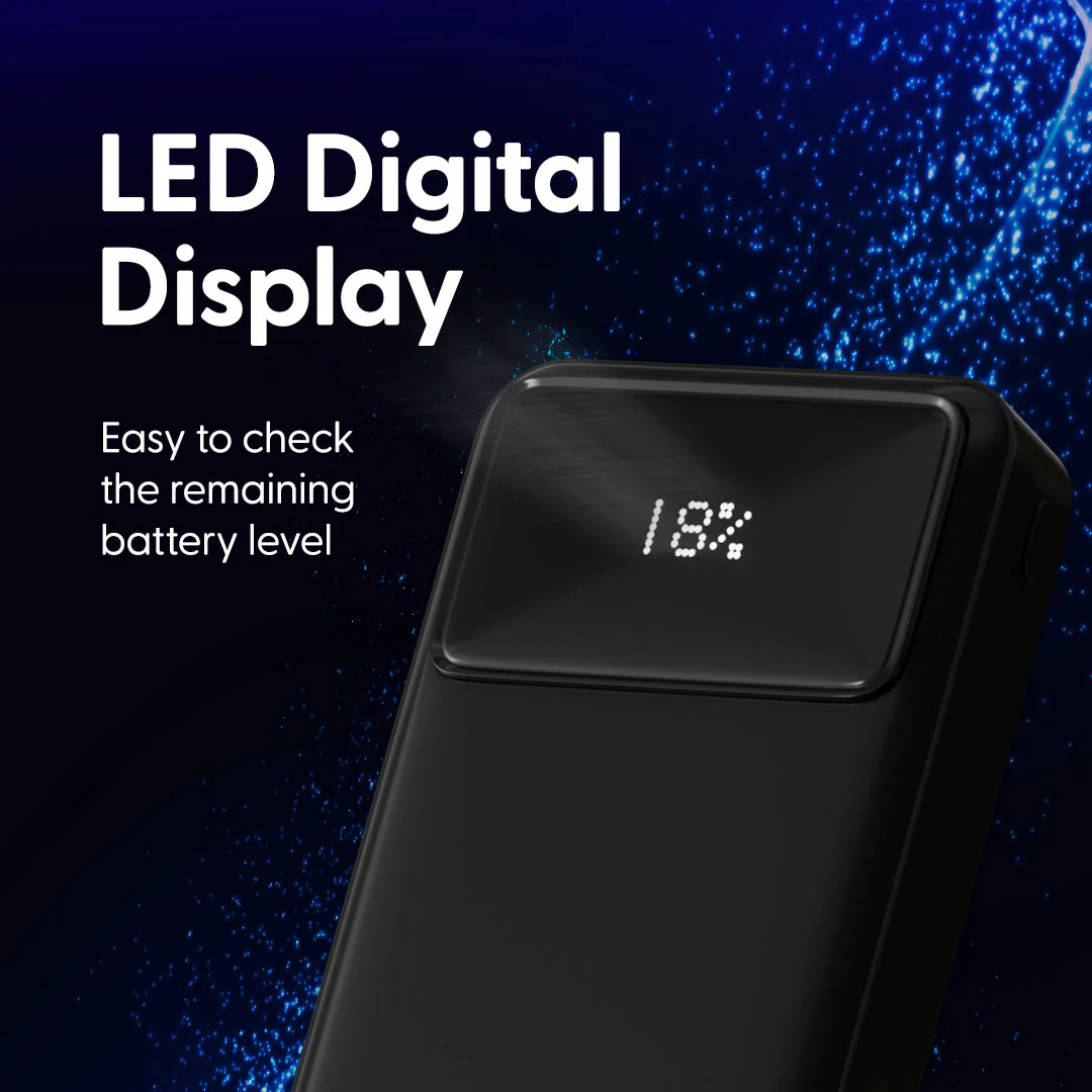 Laser 20000mAh Powerbank 18W PD with LED Indicator (Black) - Image 5