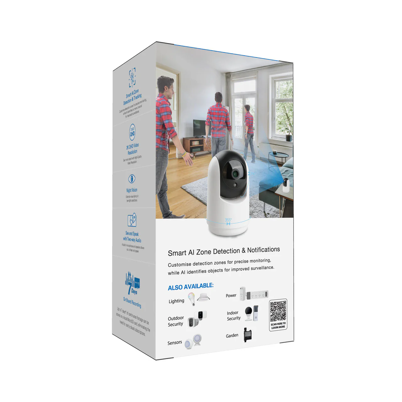 Laser 2K QHD Indoor Security Camera with Motion Tracking (White) - Image 9