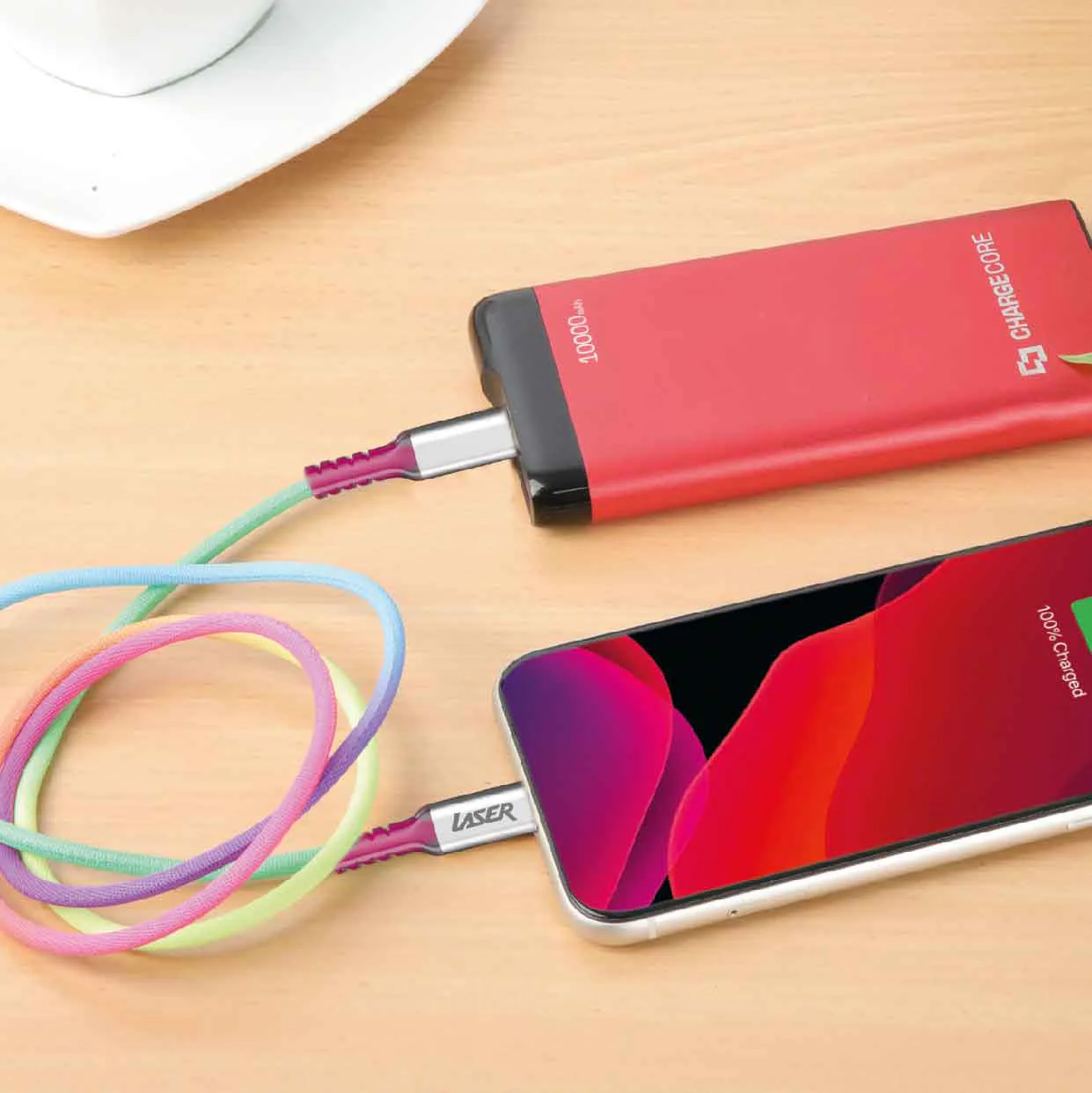 Laser 2m (2-pack) USB-C to USB-C Braided Cable (Rainbow) - Image 2