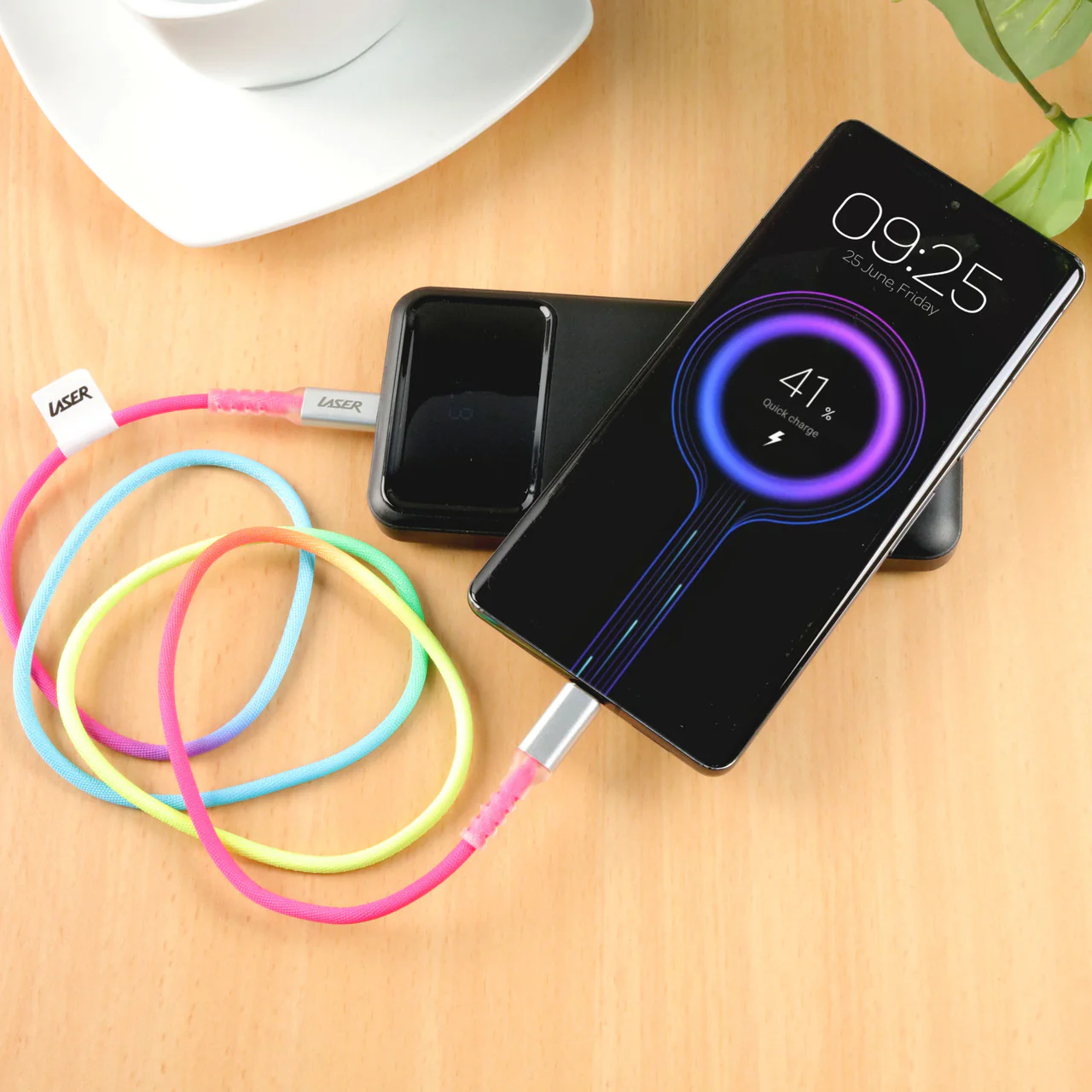 Laser 2m (2-pack) USB-C to USB-C Braided Cable (Rainbow) - Image 3