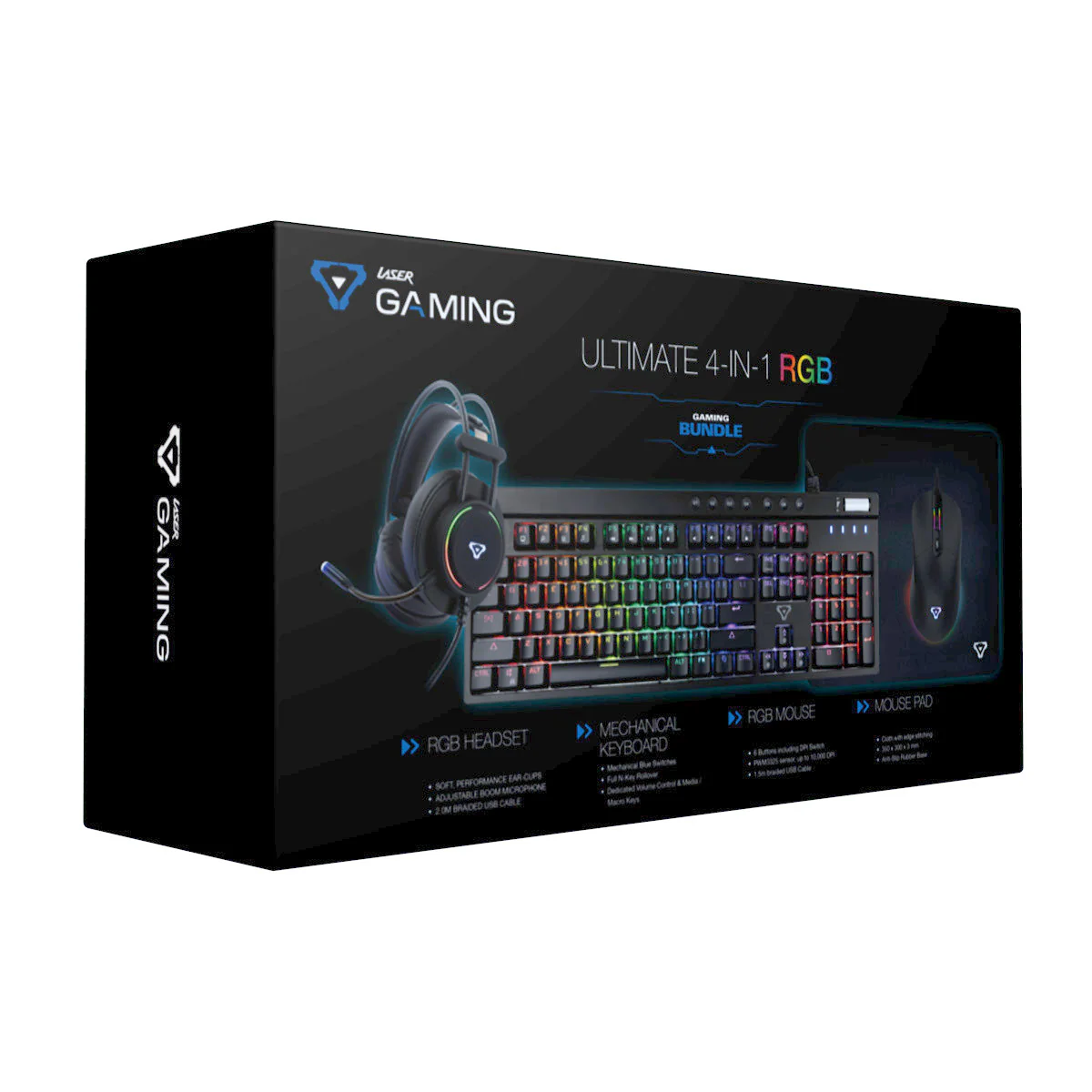 Laser 4-in-1 RGB Gaming Bundle with Keyboard Mouse Headset and Pad (Black) - Image 8