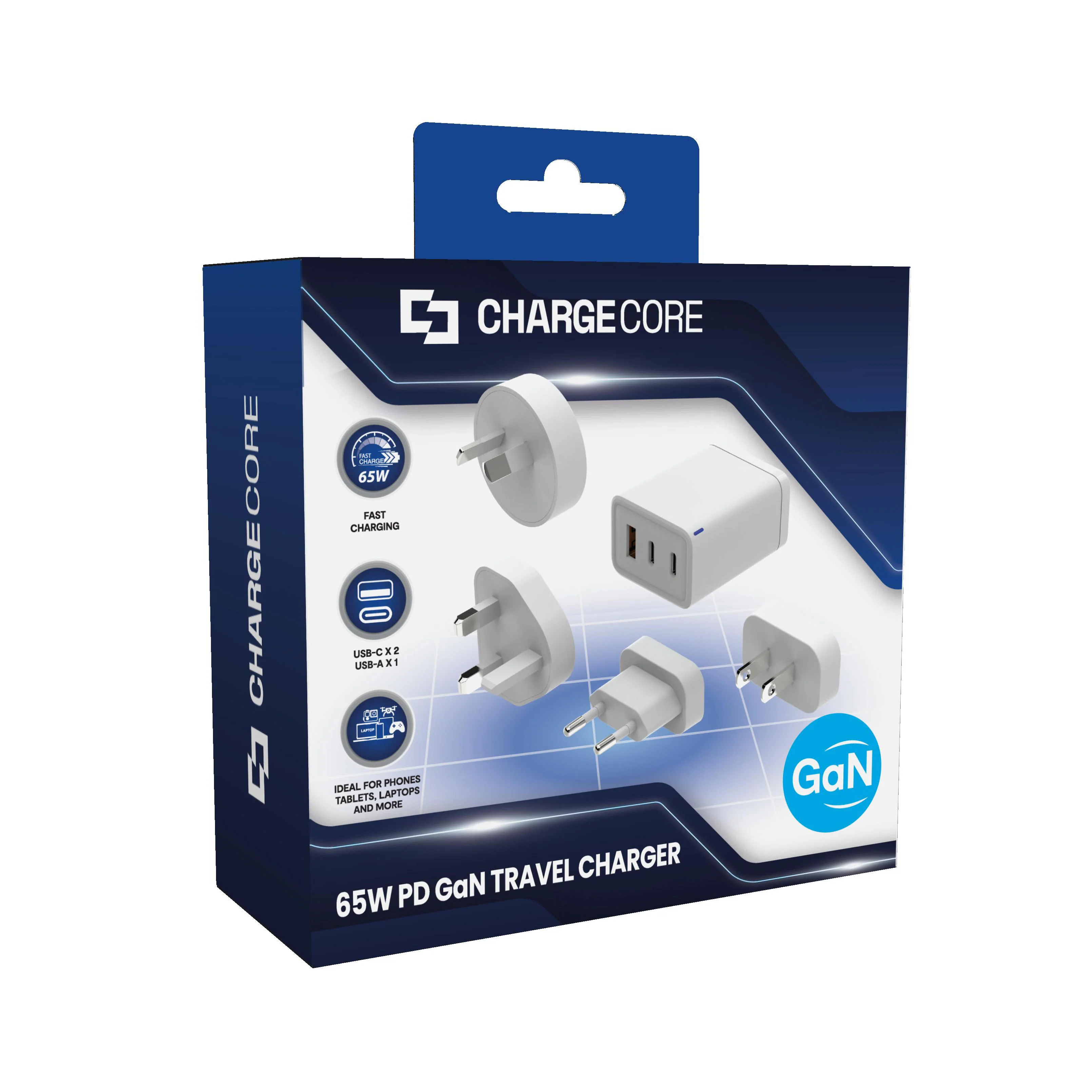 Laser 65W GaN USB Wall Charger with 4 International Plug Adaptors (White) - Image 10