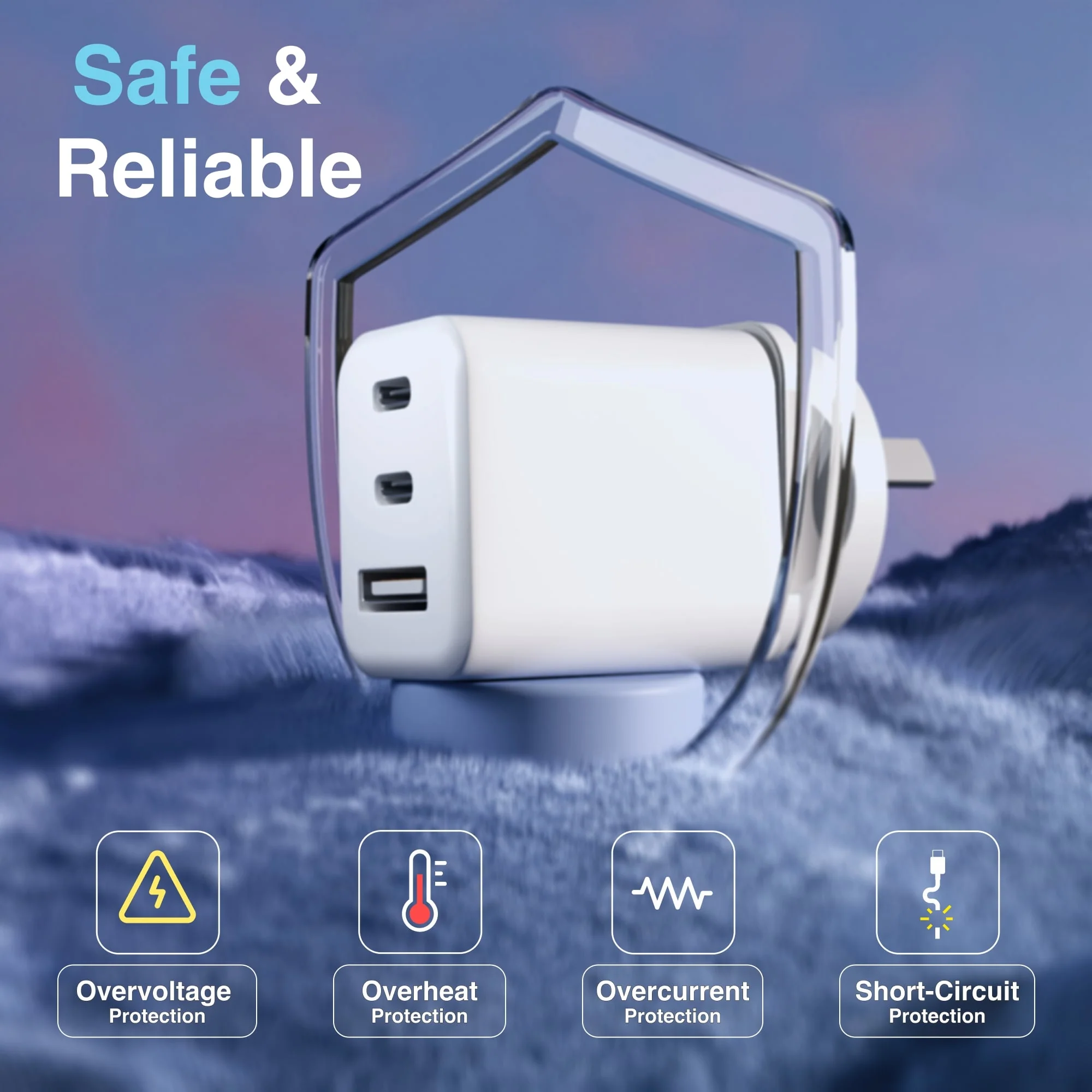 Laser 65W GaN USB Wall Charger with 4 International Plug Adaptors (White) - Image 5