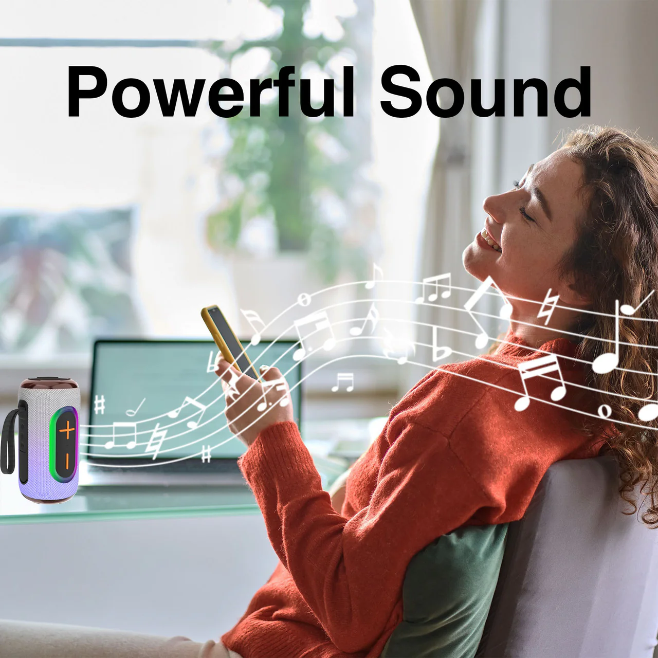Laser Bluetooth Pill Speaker with RGB Lighting (Future Dusk) - Image 7