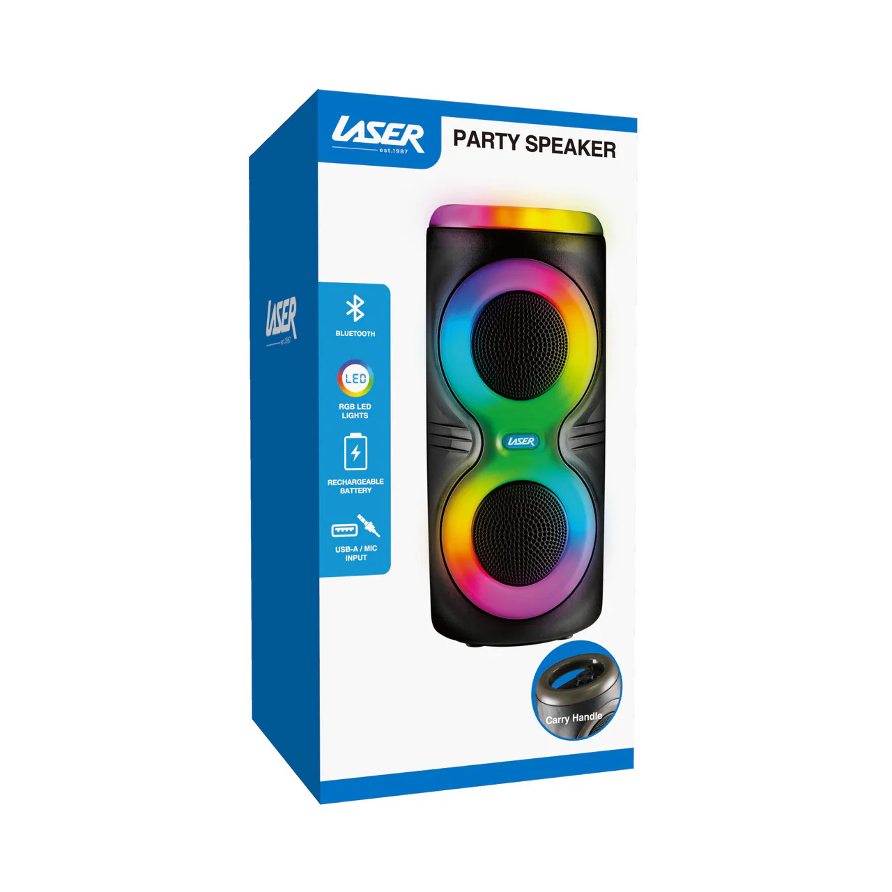 Laser Bluetooth RGB Party Speaker with Dual 5W Speakers (Black) - Image 10