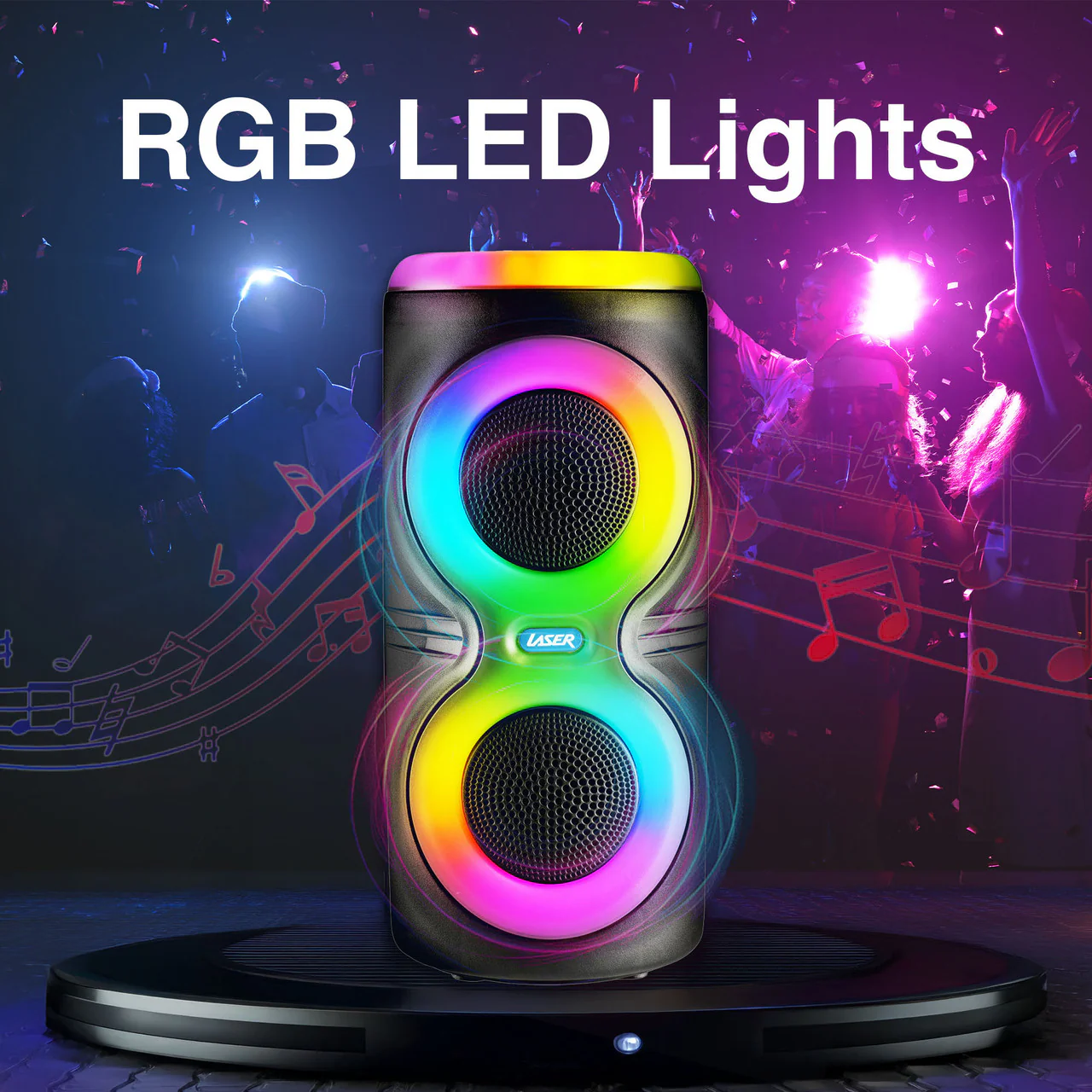 Laser Bluetooth RGB Party Speaker with Dual 5W Speakers (Black) - Image 3