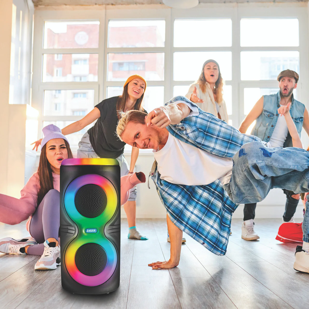 Laser Bluetooth RGB Party Speaker with Dual 5W Speakers (Black) - Image 8