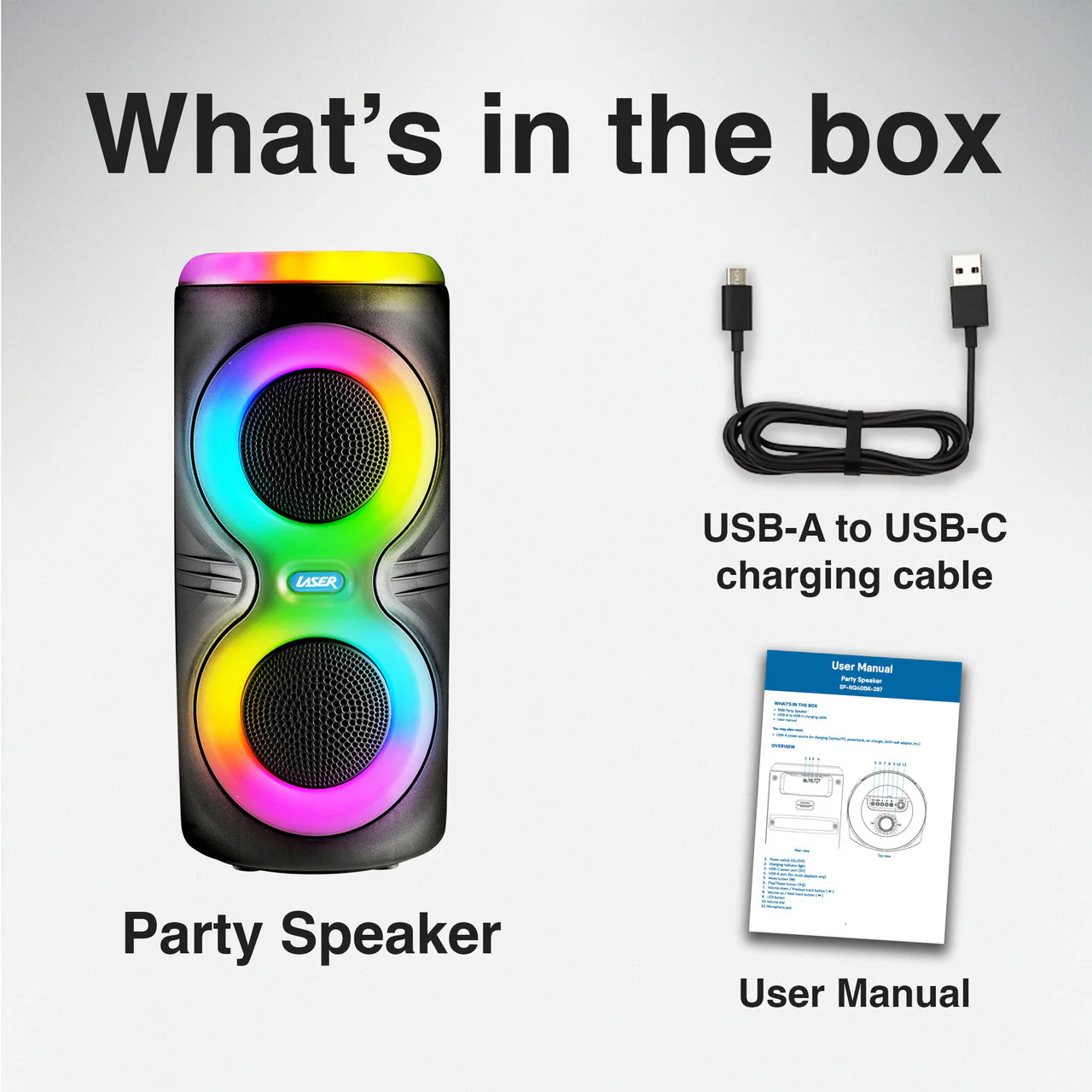 Laser Bluetooth RGB Party Speaker with Dual 5W Speakers (Black) - Image 9